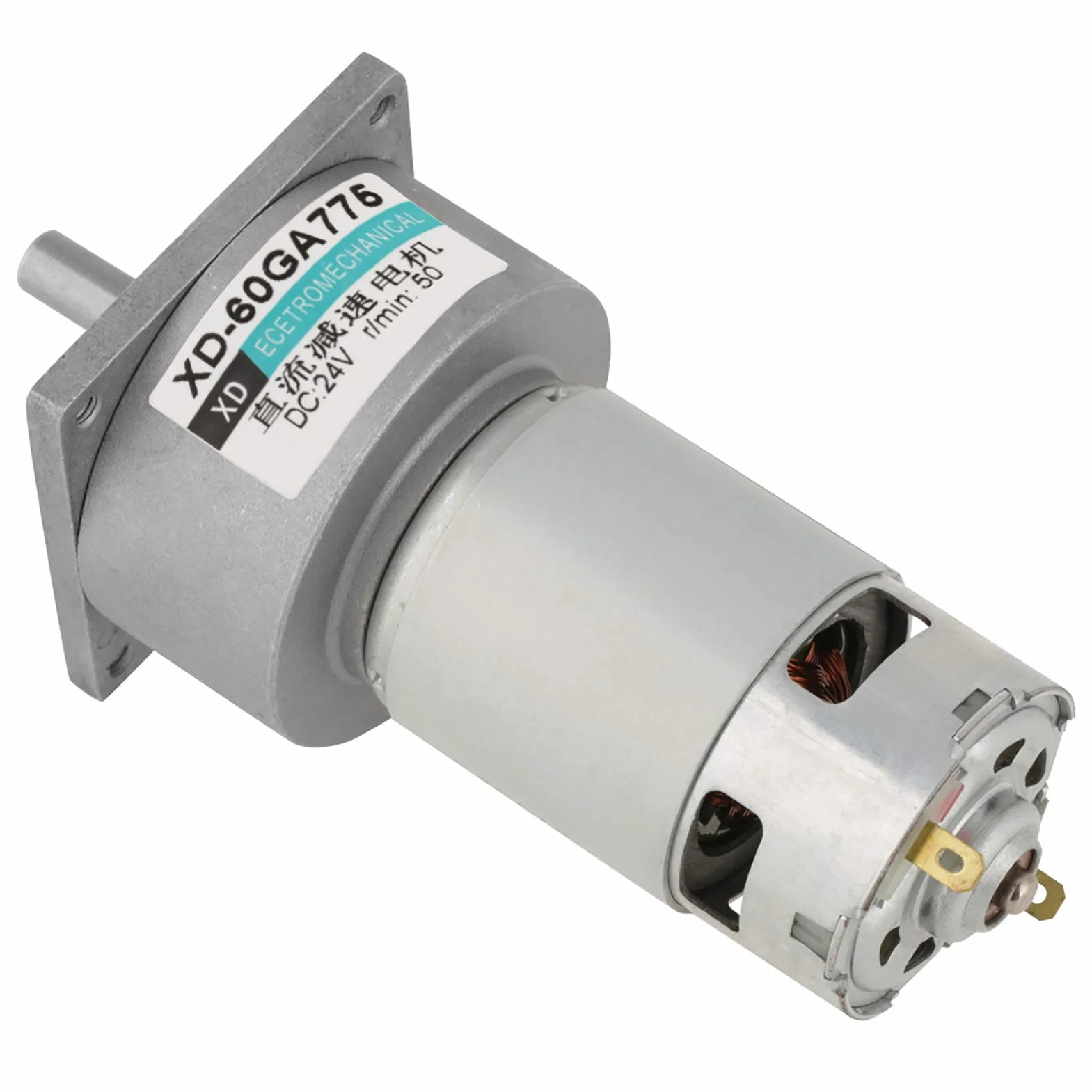 DC12V/24V 35W Mini metalowy silnik z regulowaną prędkością prądu stałego duży moment obrotowy CW/CCW XD-GA775(24V 50 obr./min)