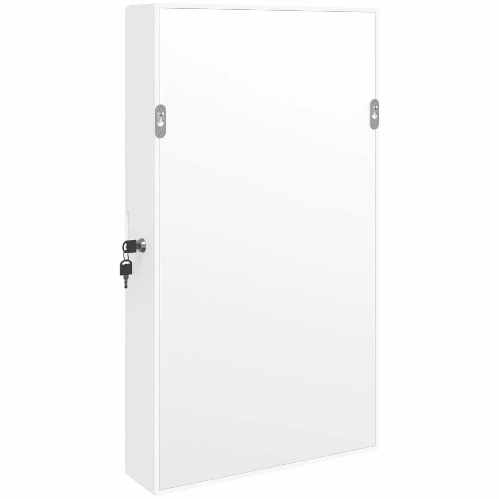 vidaXL Wisząca szafka na biżuterię, z lustrem, biała, 37,5x10x67 cm, lustro podświetlane, szafka łazienkowa z lustrem, szafka łazienkowa z lustrem i oświetleniem