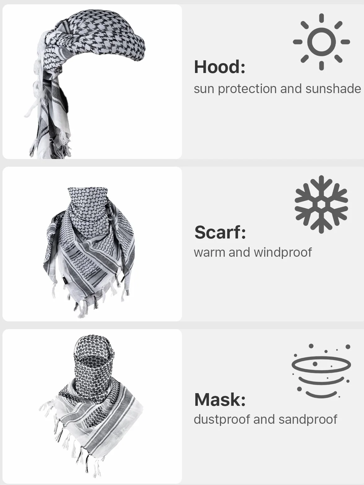 DARMOWA SOLDIER Scarf Military Shemagh Taktyczna Desert Keffiyeh Head Neck Scarf Arab Wrap with Tassel 100 x 100 cm