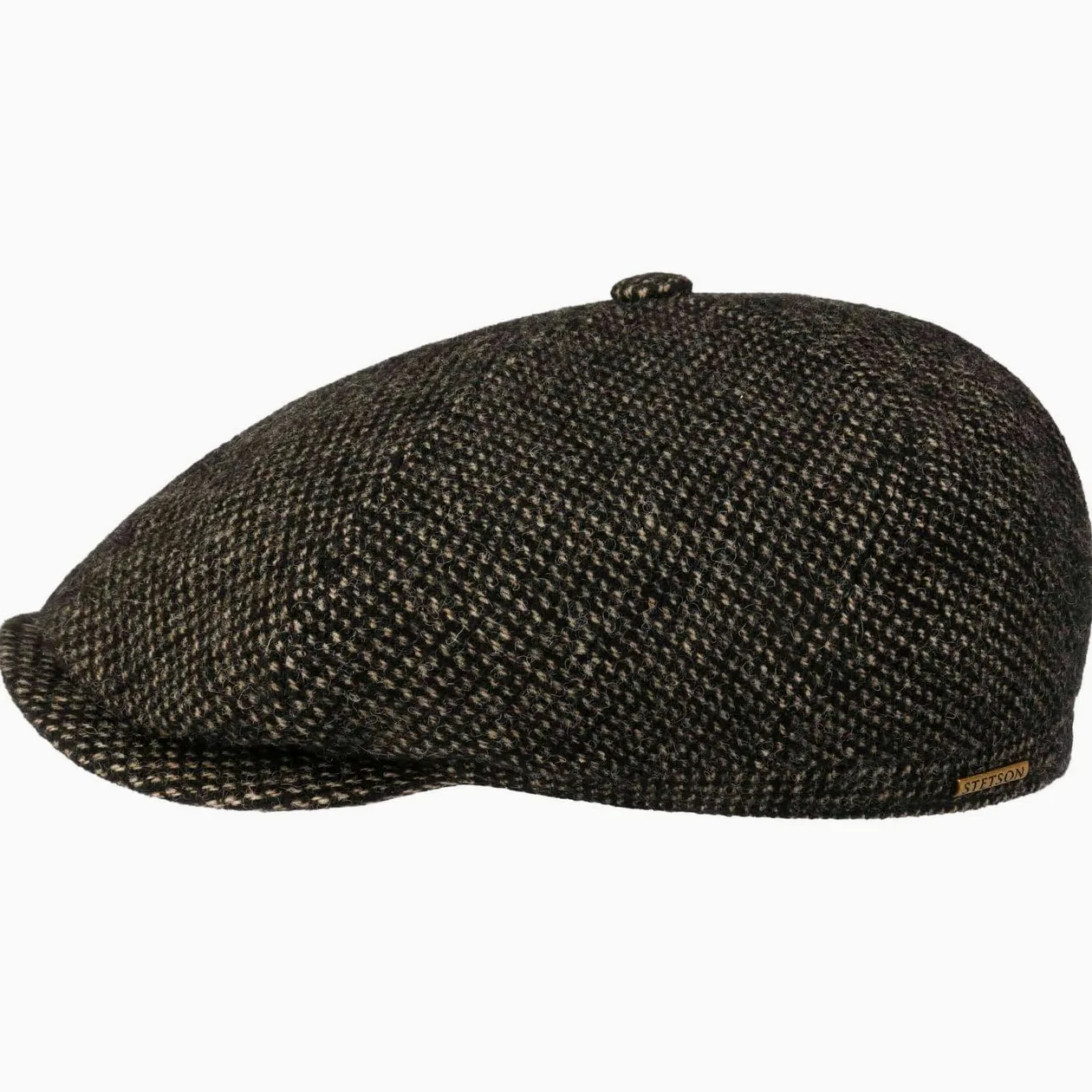 Stetson Lake Norden Wool płaska czapka z daszkiem męska – Made in The EU z daszkiem, na jesień, zimę, jesień, zimę, rozmiar XL (60-61 cm), czarno-beżowa