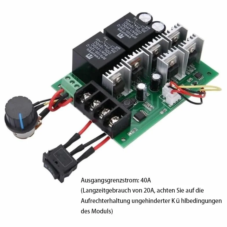 GERUI Sterownik silnika DC 9-50 V, 40 A, regulacja prędkości obrotowej silnika DC, 12 V, 24 V, 36 V, 48 V, 2000 W, moc odwracalna