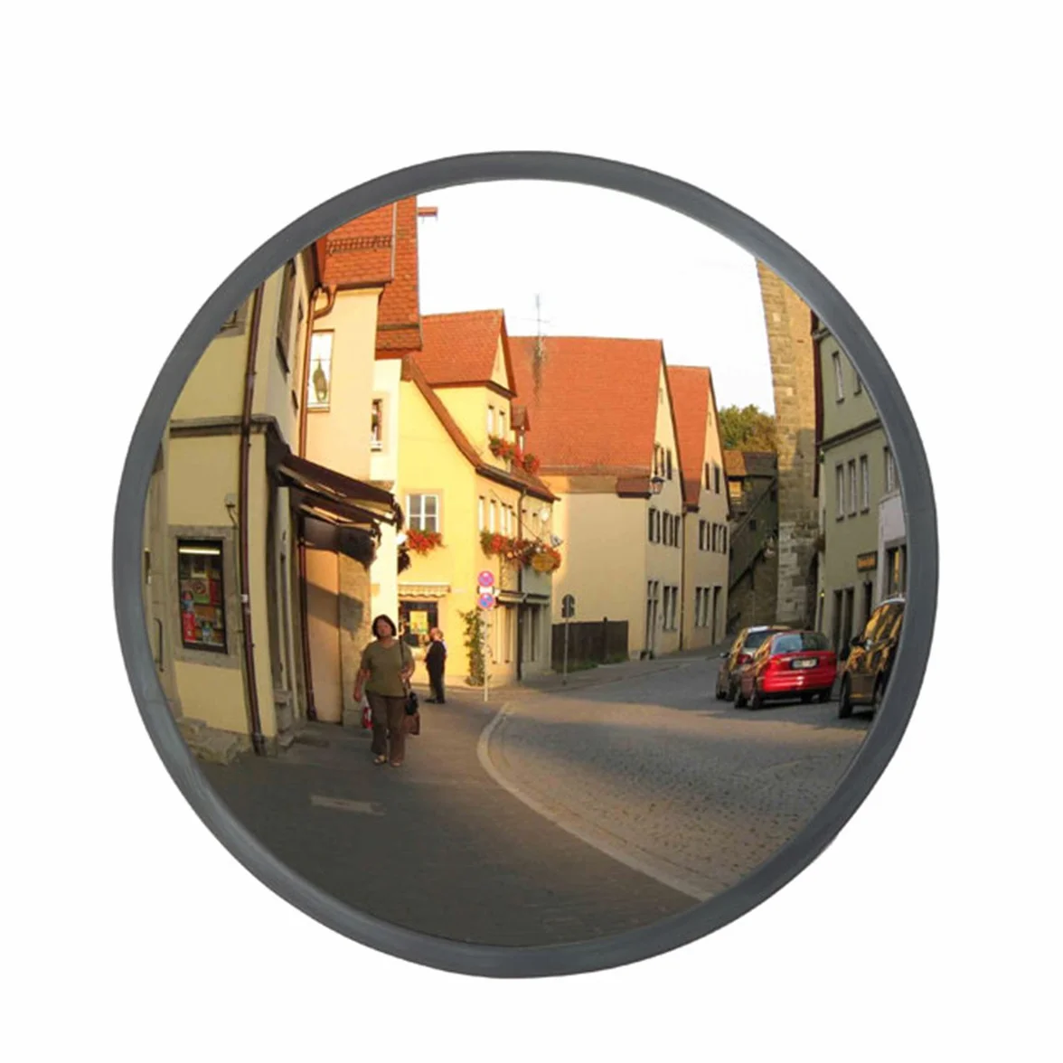 RMAN Lusterko panoramiczne paraboliczne lustro obserwacyjne wypukłe 30cm do użytku na ulicy i garażu, do użytku na zewnątrz i wewnątrz wspornik i śruby w zestawie, czarne