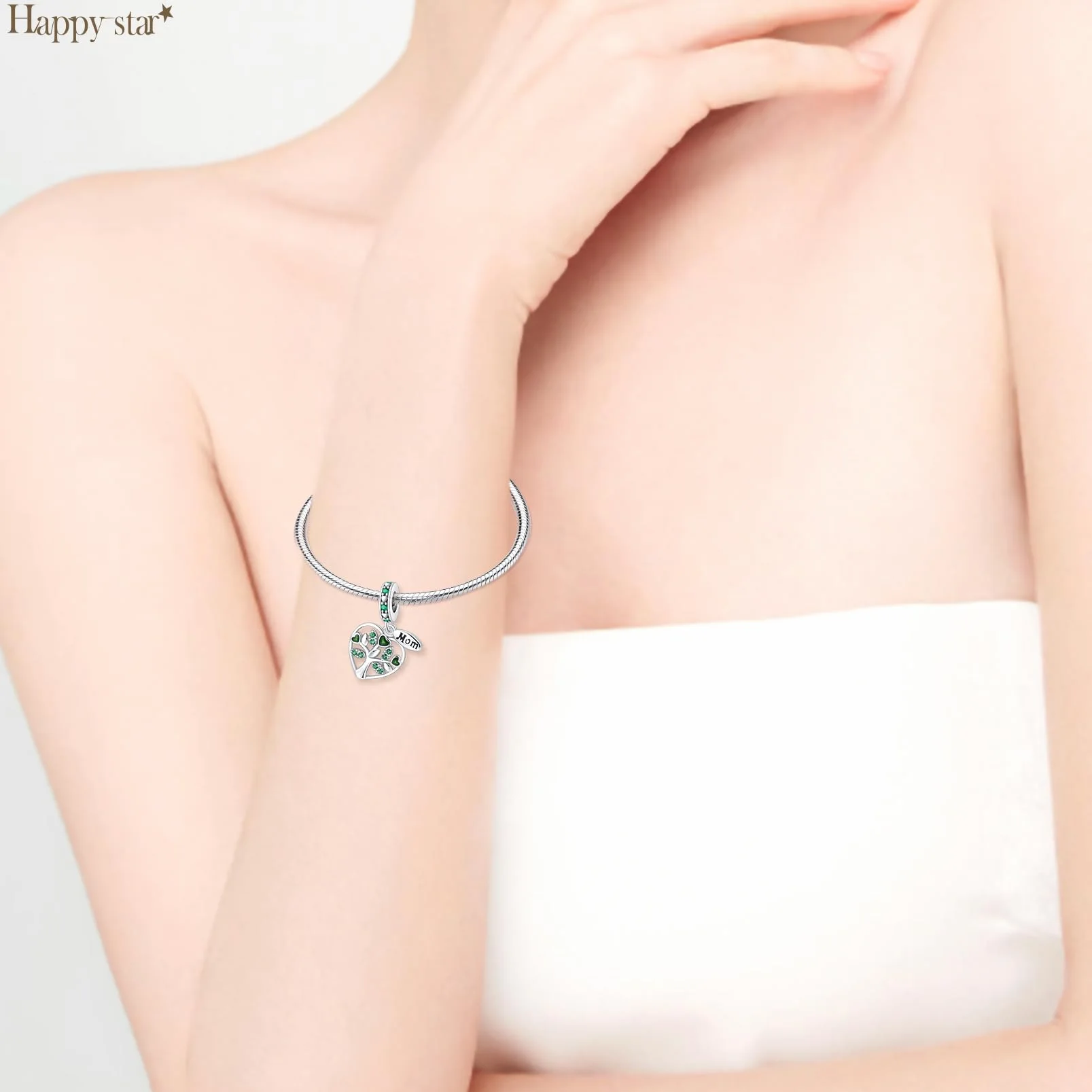 HappyStar Srebro 925 Charms Wisiorki Koraliki do Bransoletek Pandora Prezent na Dzień Matki