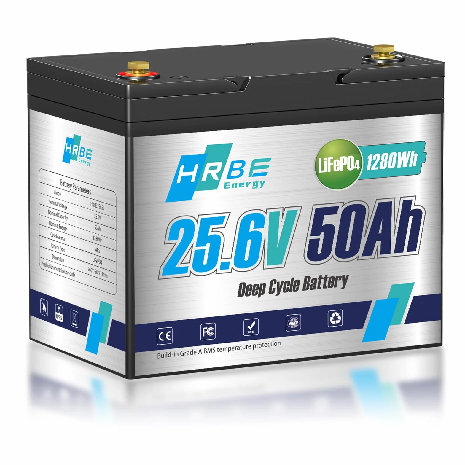 24V 50AH LiFePO4 Akumulator 1-pak, wbudowany BMS i ogniwa klasy A, 24V akumulator litowo-żelazowo-fosforanowy, 4000-15000 głębokich cykli dla RV,Solar,Silnik trollingowy，kemping，łódź