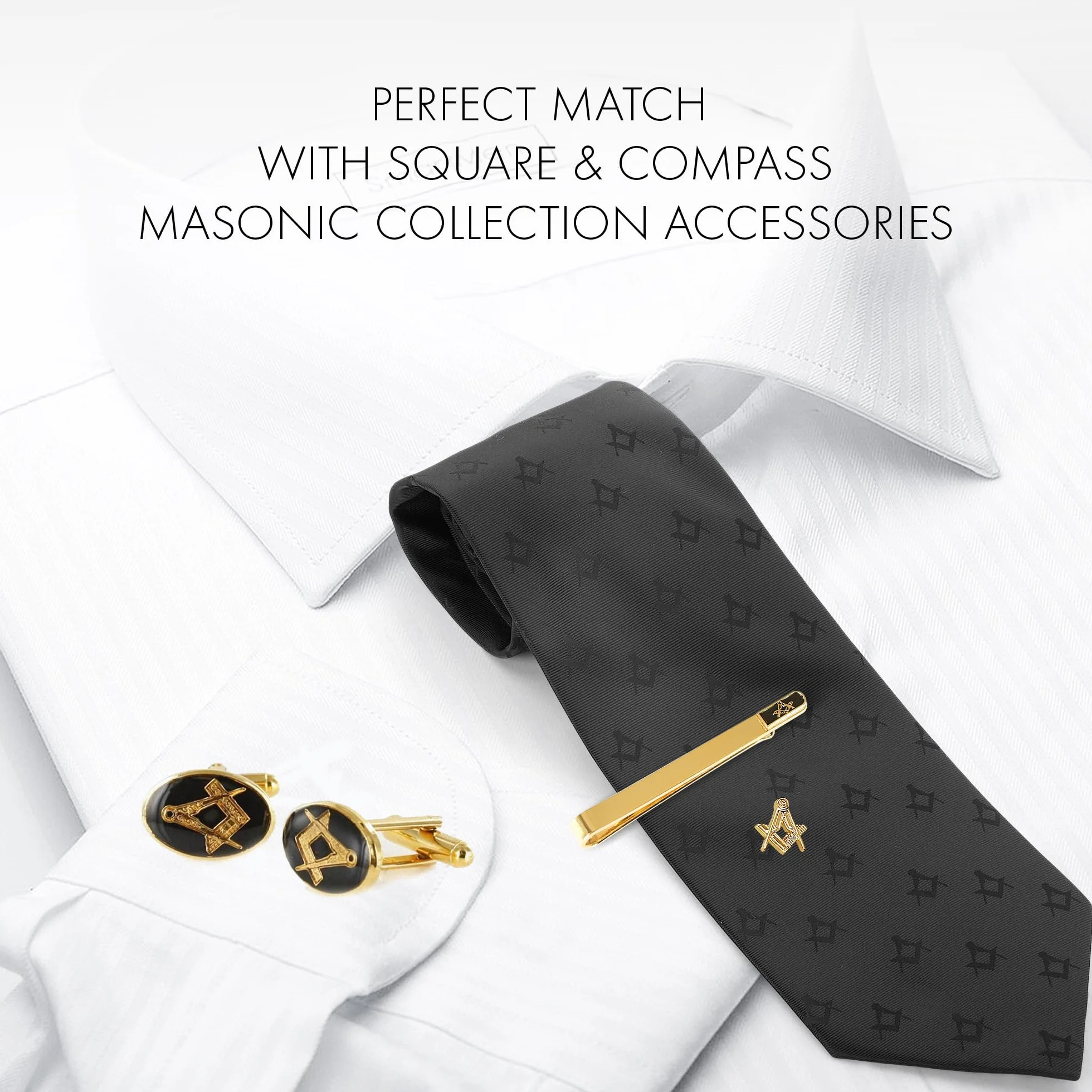 THE MASONIC COLLECTION Pozłacany metalowy kwadrat i kompas, masońska klapa lub spinka do krawata - pozłacane i polerowane - mocowanie sworznia sprzęgła - w kształcie symbolu loży masońskiej - idealny
