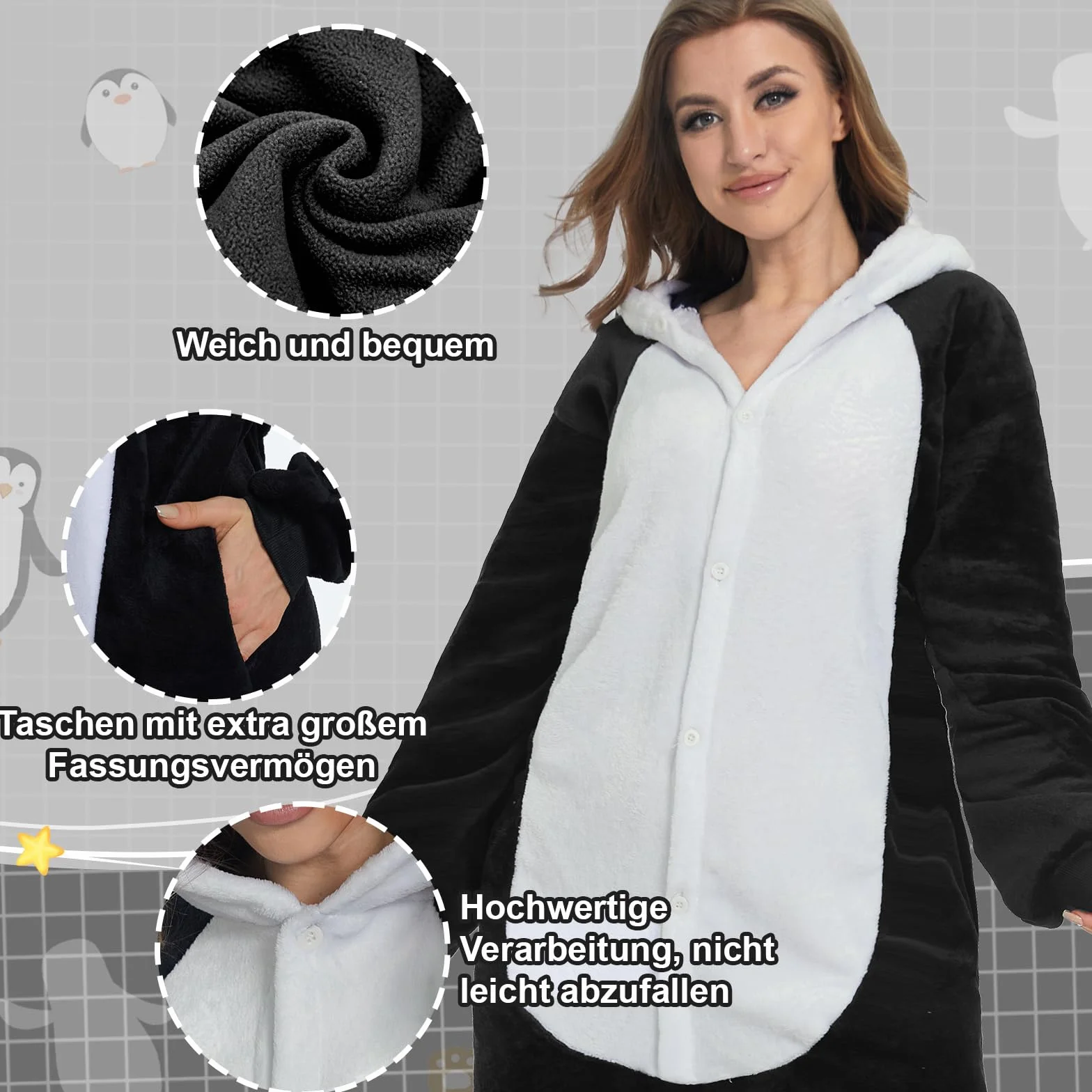 JONRRYIN Piżama Zwierzęta Dorosły Unisex Kombinezon, Zwierzęca Piżama Onesie Kostium, Piżama Kigurumi Anime Sleepwear Kombinezon Cosplay Zestaw na Halloween, karnawał