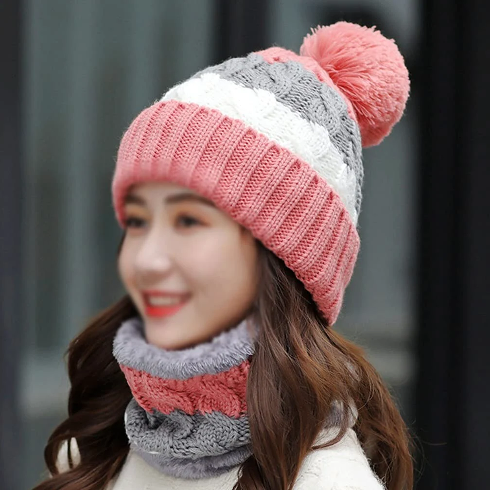 Czapka zimowa damska gruba dzianina ciepła czapka beanie na szelkach damska wiatroszczelna szwy dzianinowa czapka z dzianiny (kolor: C, rozmiar: jeden rozmiar)