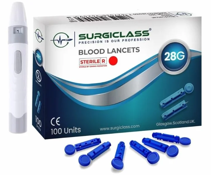 Lancety glukozy we krwi 28 g dla diabetyków sterylne opakowanie 200 sztuk (4 x 50 szt.) SURGIBLDLT28G4X50
