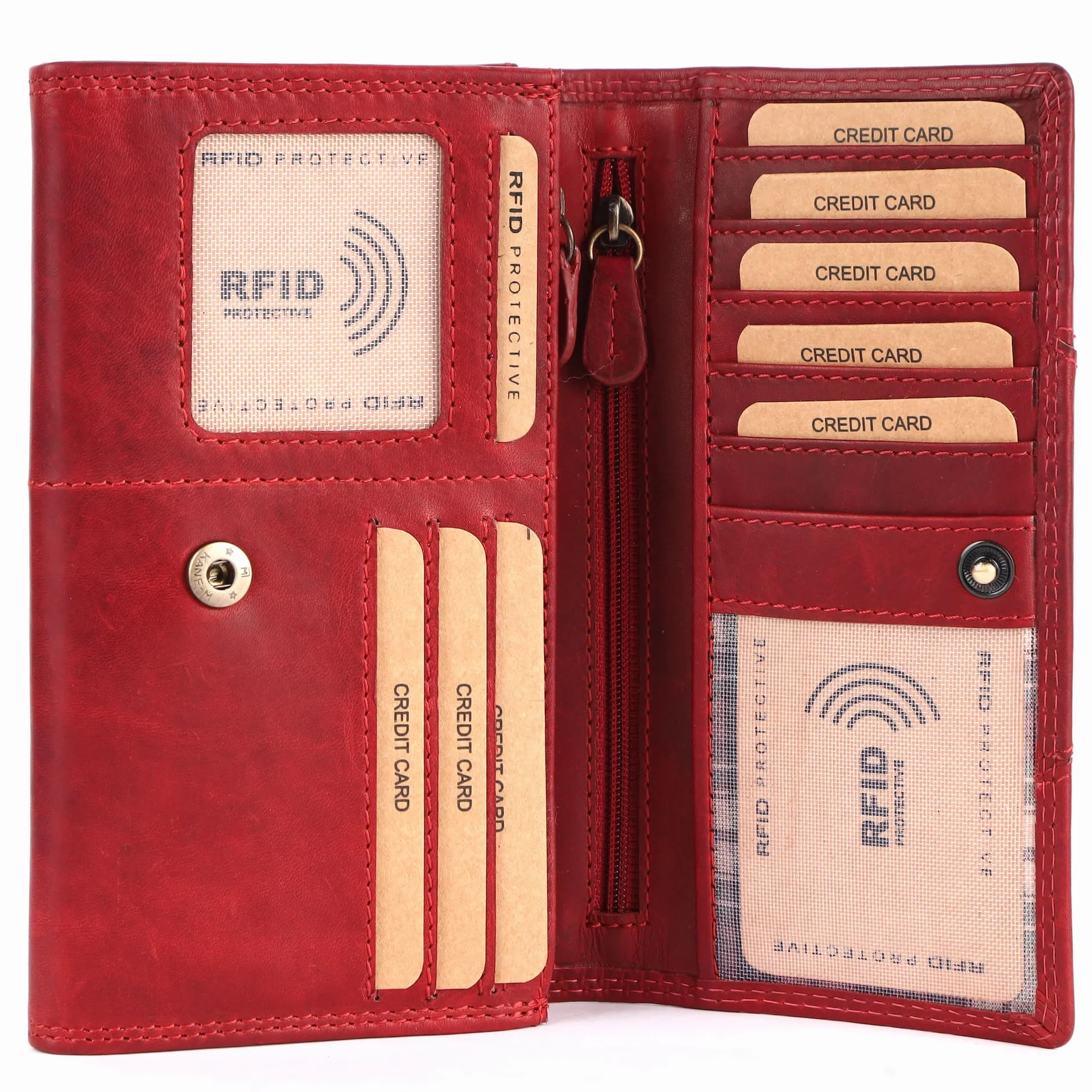 Benthill Portfel Damski Skórzany z Ochroną RFID Styl Vintage Duży Długi Zestaw z Pudełkiem Upominkowym