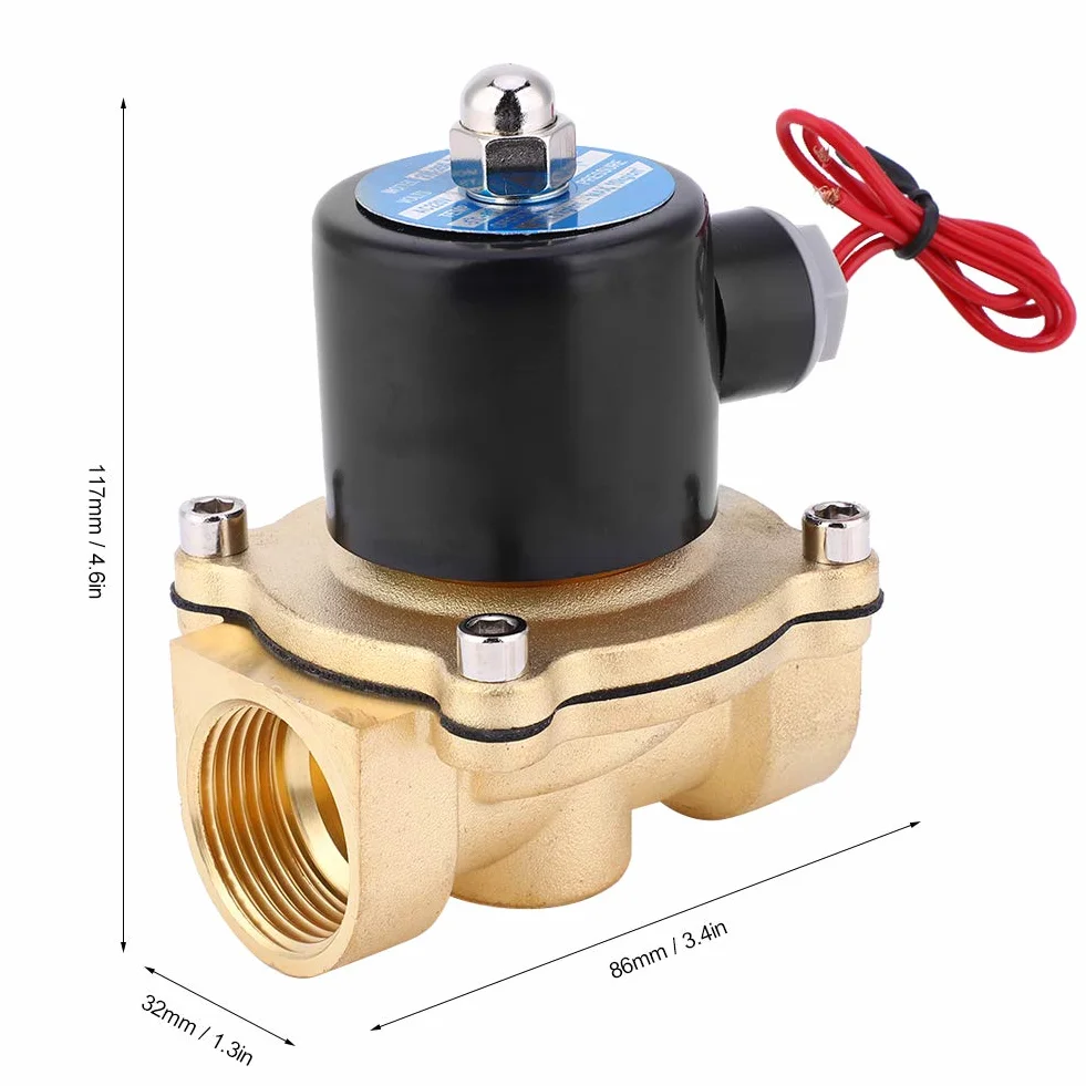 Elektryczny zawór elektromagnetyczny, 1" BSPP 2W250-25 Mosiężny elektryczny zawór elektromagnetyczny Wodoodporny, szczelny, normalnie zamknięty zawór do oleju wodno-powietrznego (2W-250-25 24V)