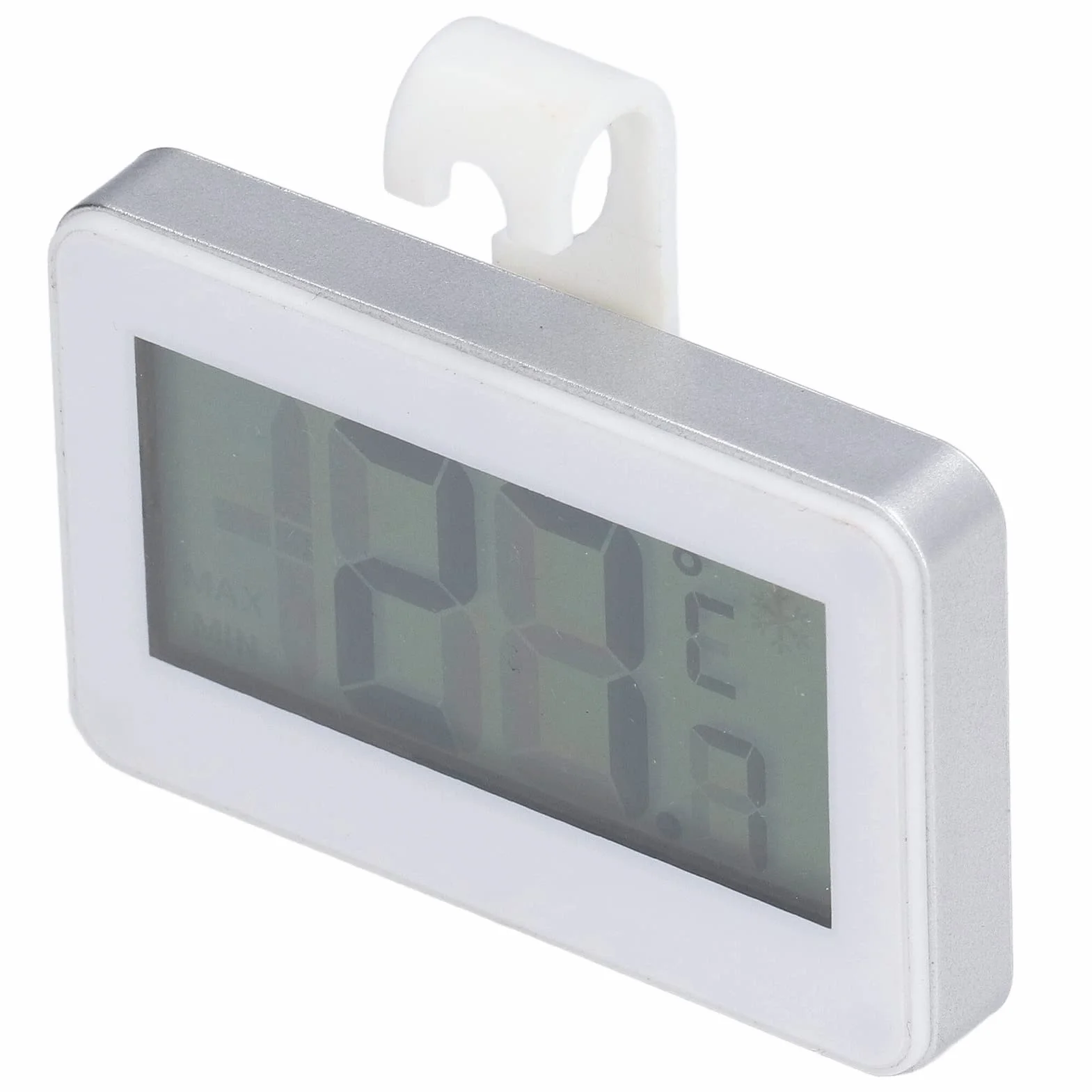 Mini Cyfrowy Termometr z Wbudowaną Baterią, Wyświetlacz LCD, Zakres -20°C do 60°C, Montaż Magnetyczny lub Hak, do Użytku Wewnętrznego i Zewnętrznego, 62x67x12mm