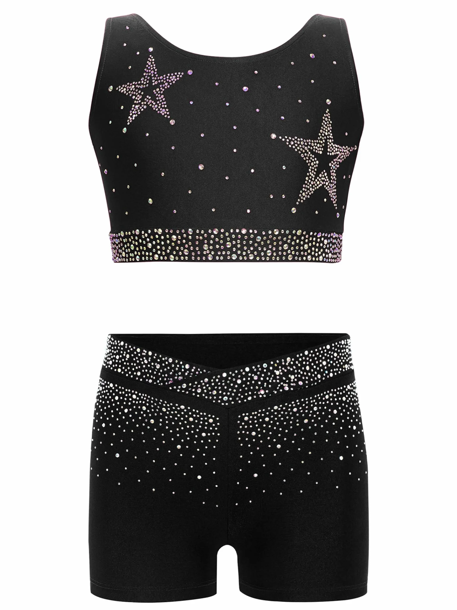 Zestaw sportowy dla dziewcząt i dzieci, spodenki gimnastyczne crop top i szorty do tańca, gimnastyka, łyżwiarstwo figurowe, odzież sportowa, joga trening 110-170