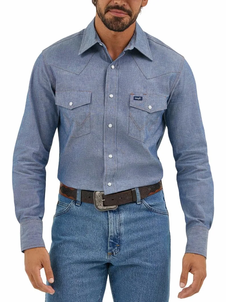 Wrangler Cowboy Cut Western z długim rękawem Snap koszula robocza prane wykończenie Mężczyźni