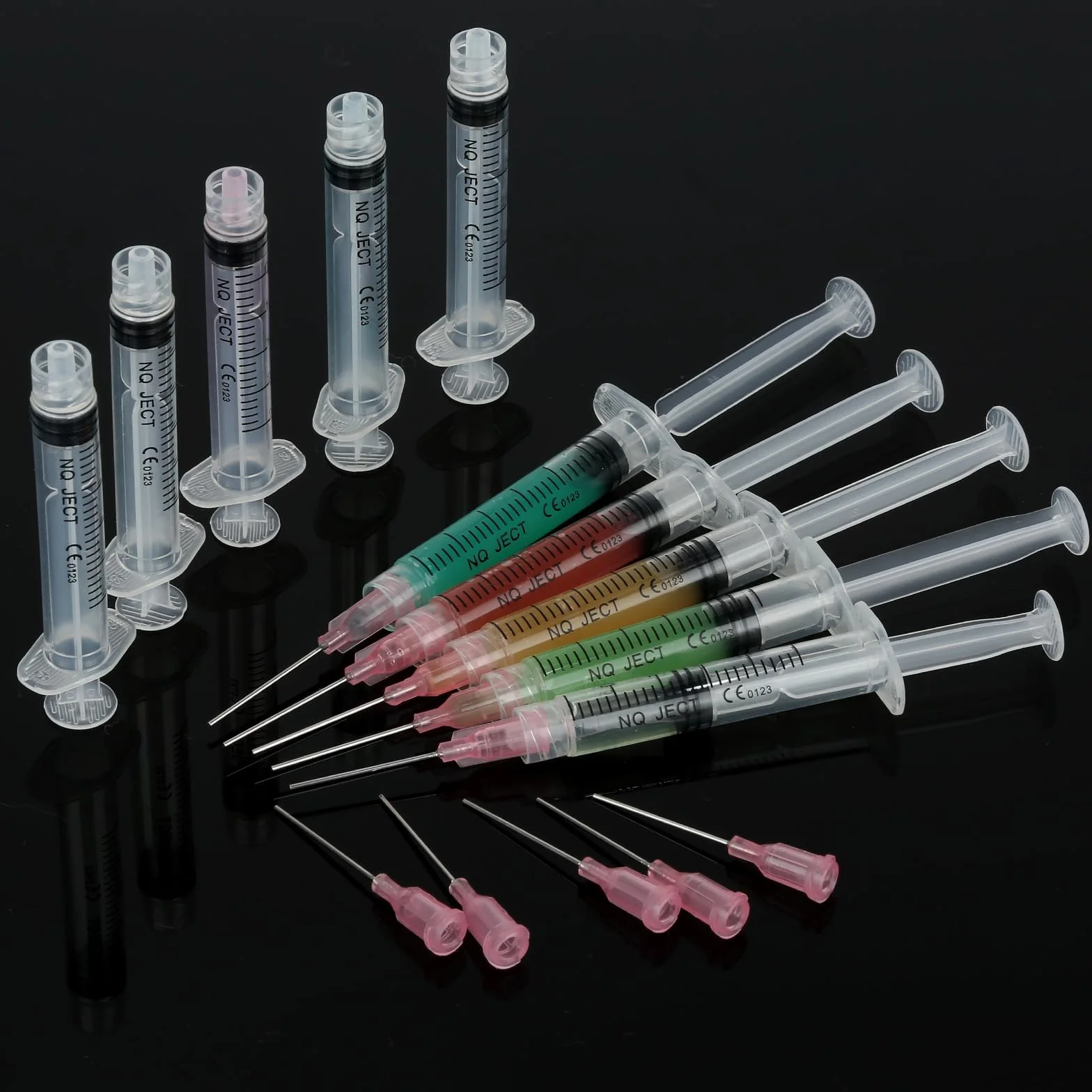 Zestaw strzykawek 2 ml z tępymi igłami 20 g, 10 sztuk, pojedynczo sterylnie uszczelnione tworzywo sztuczne, wielokrotnego użytku, mała plastikowa strzykawka do samodzielnego napełniania, do zastosowań