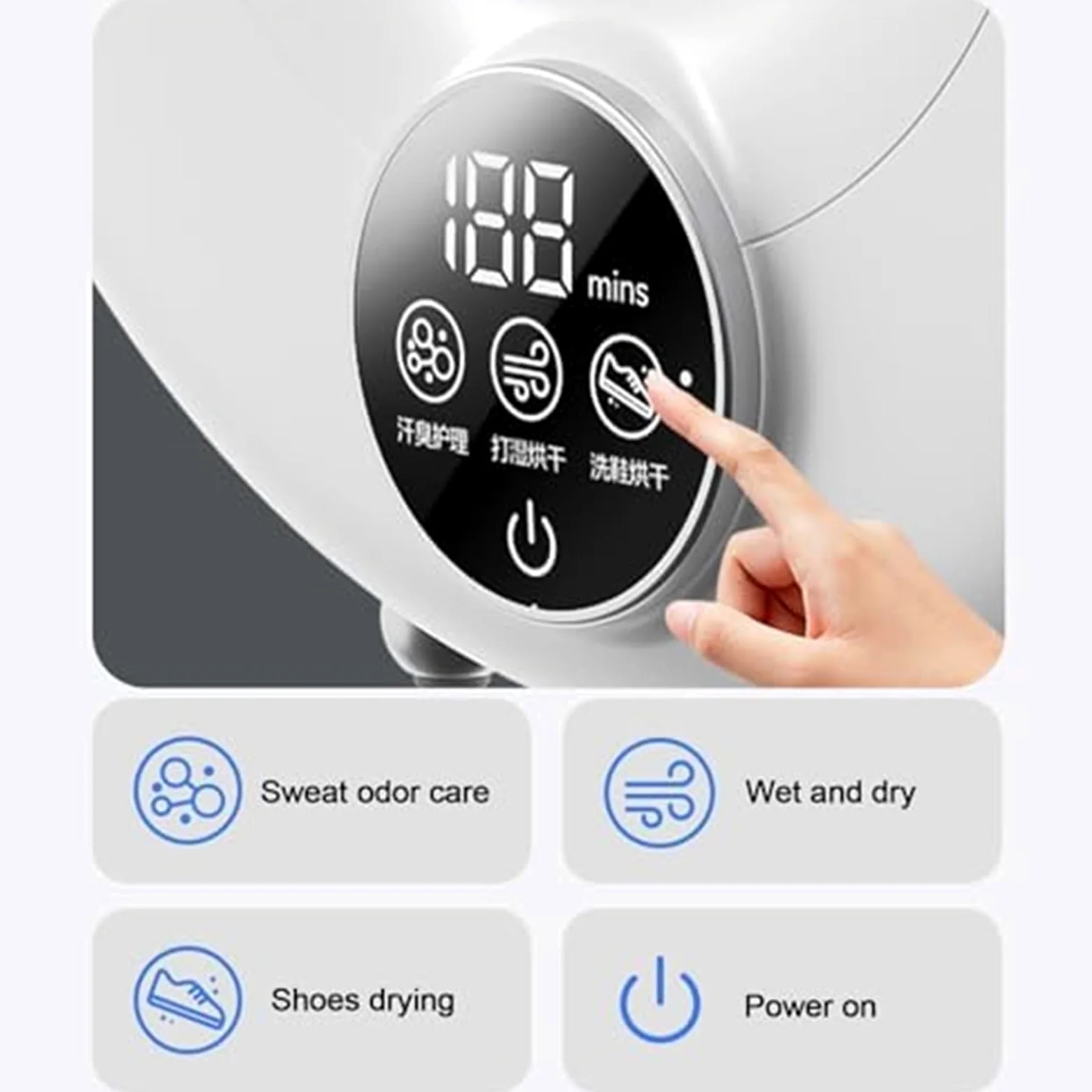 Przenośna elektryczna suszarka do butów 400 W dezodorant do obuwia z regulacją temperatury 40-65℃, 3 tryby, idealna do butów, rękawiczek, czapek i skarpet