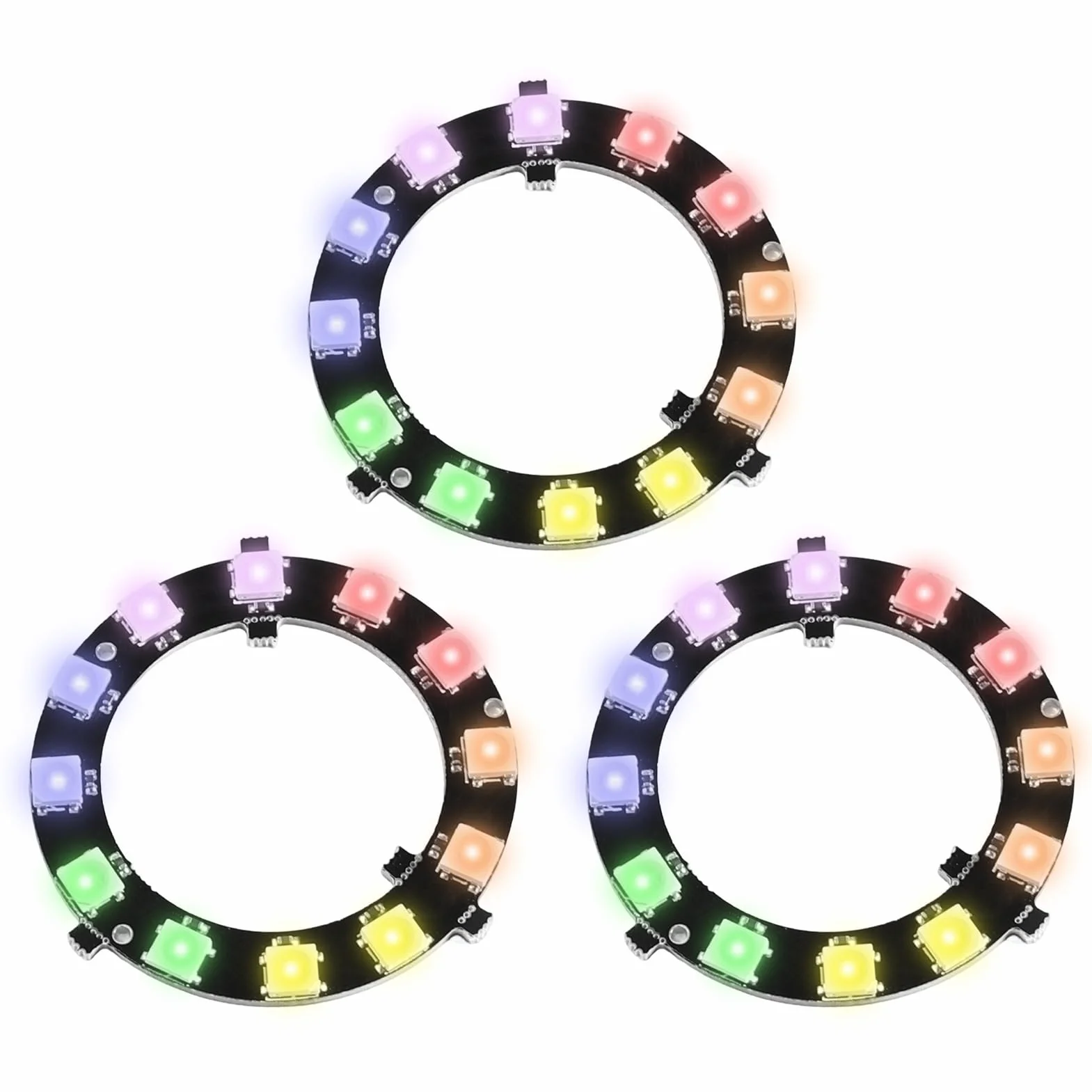 3 sztuki 5 V WS2812 RGB LED pierścień 12 bitów, możliwość indywidualnego adresowania, WS2812 5050 LED, średnica 50 mm, do projektów DIY, Raspberry Pi