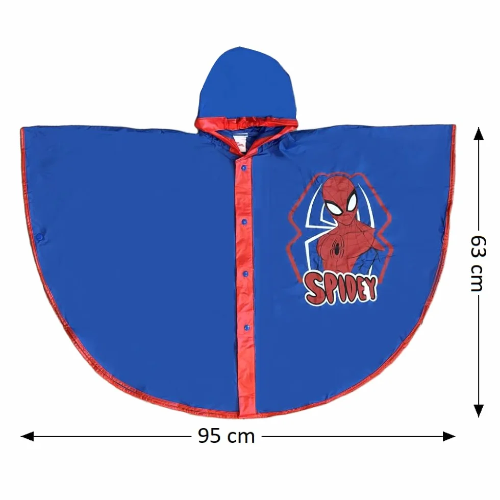 CARTOON Spiderman Marvel przeciwdeszczowa kurtka przeciwdeszczowa dla dzieci ponczo z kapturem i zapięciem na guziki