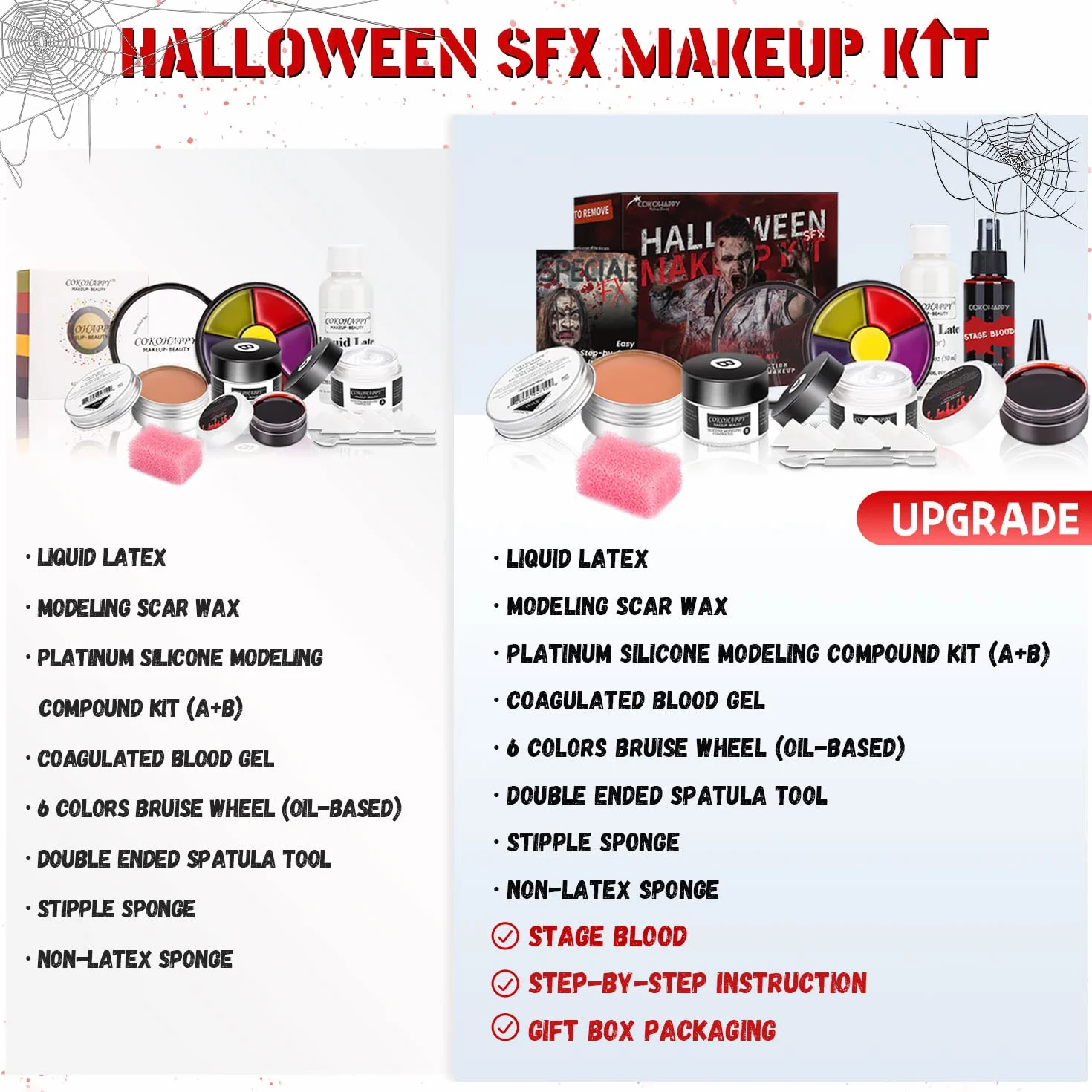 SFX zestaw do makijażu na Halloween, sztuczna krew w sprayu, płynny eks, mleczko lateksowe, wosk do modelowania blizn, 6 kolorów Bruise, farba do ciała dla Zombie Monster Cospaly