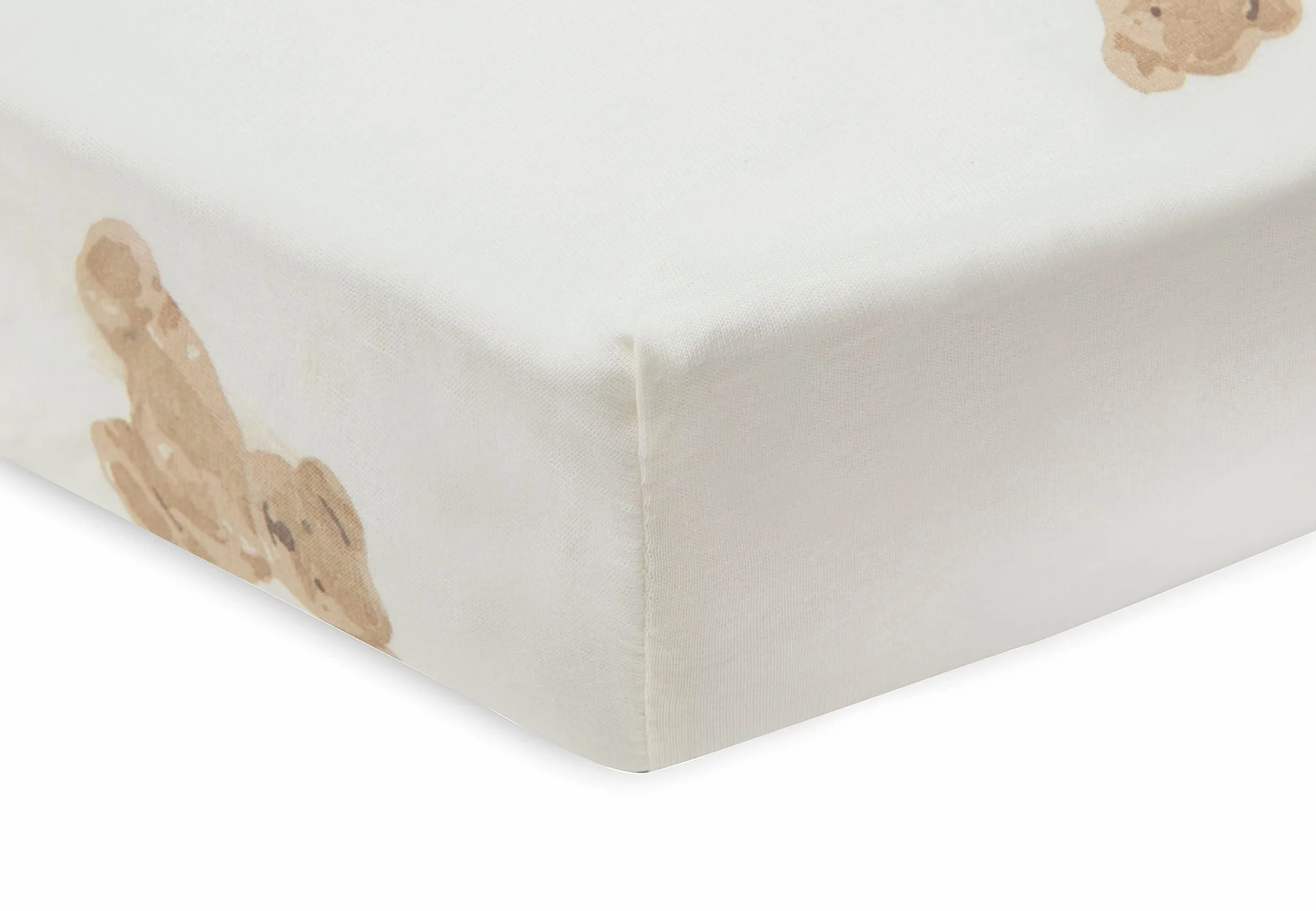Jollein 511-507-66095 prześcieradło z gumką pluszowy miś biały (60 x 120 cm)