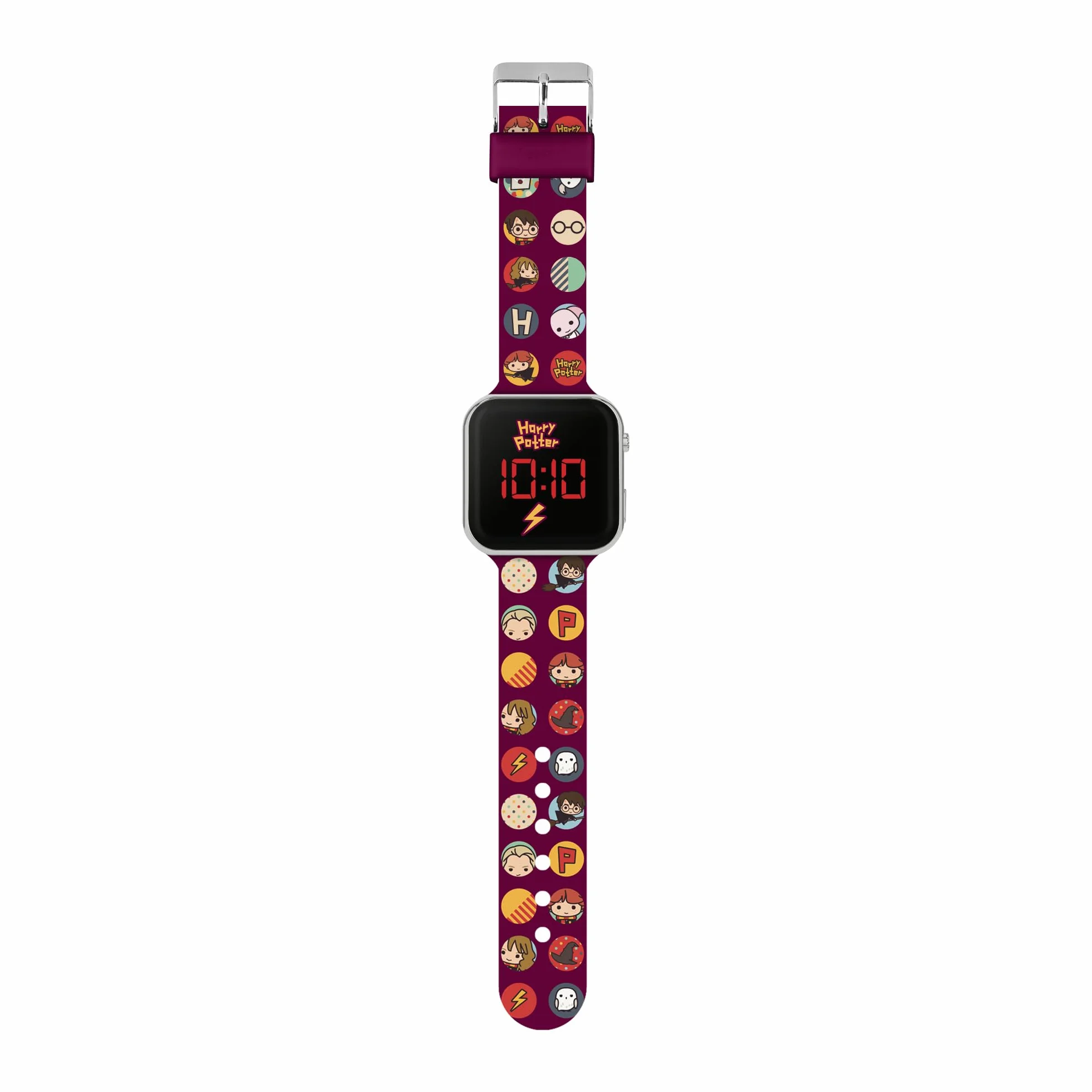 Accutime Harry Potter Cyfrowy zegarek LED dla dzieci z czerwonym silikonowym paskiem HP4155, Czerwone, ciągnąć