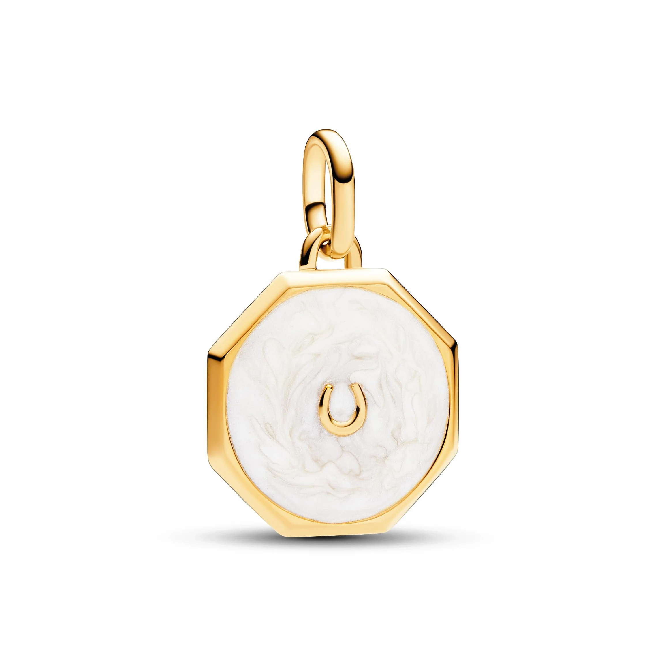 PANDORA ME Glückshufeisen Medaillon-Charm aus Sterling Silber mit 14 Karat vergoldete Metalllegierung, Kompatibel Me und Moments Armbändern, 763047C01