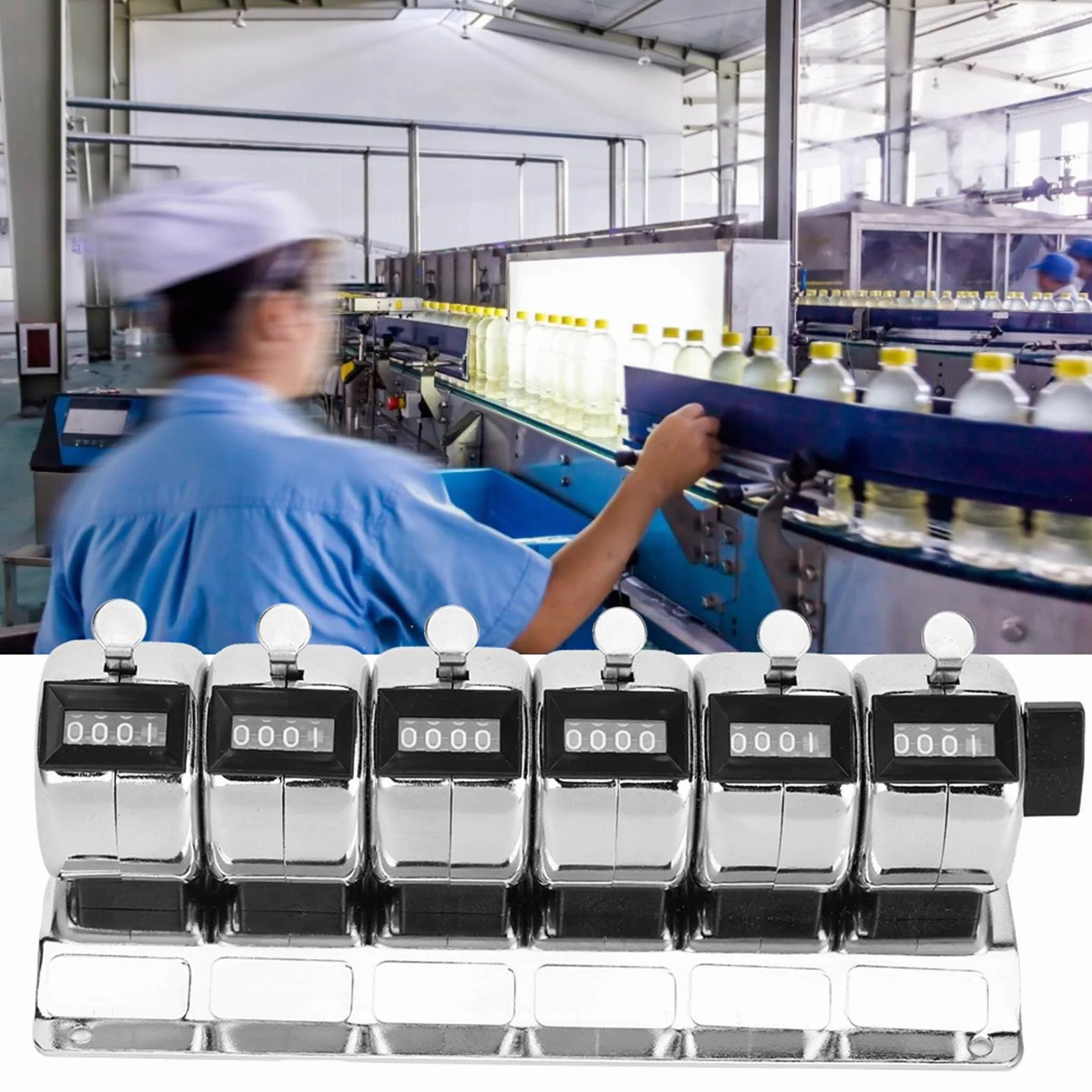 KIMISS Licznik mechaniczny 4-cyfrowy, manualny, metalowy for tally, zestaw 6 sztuk, stali nierdzewnej