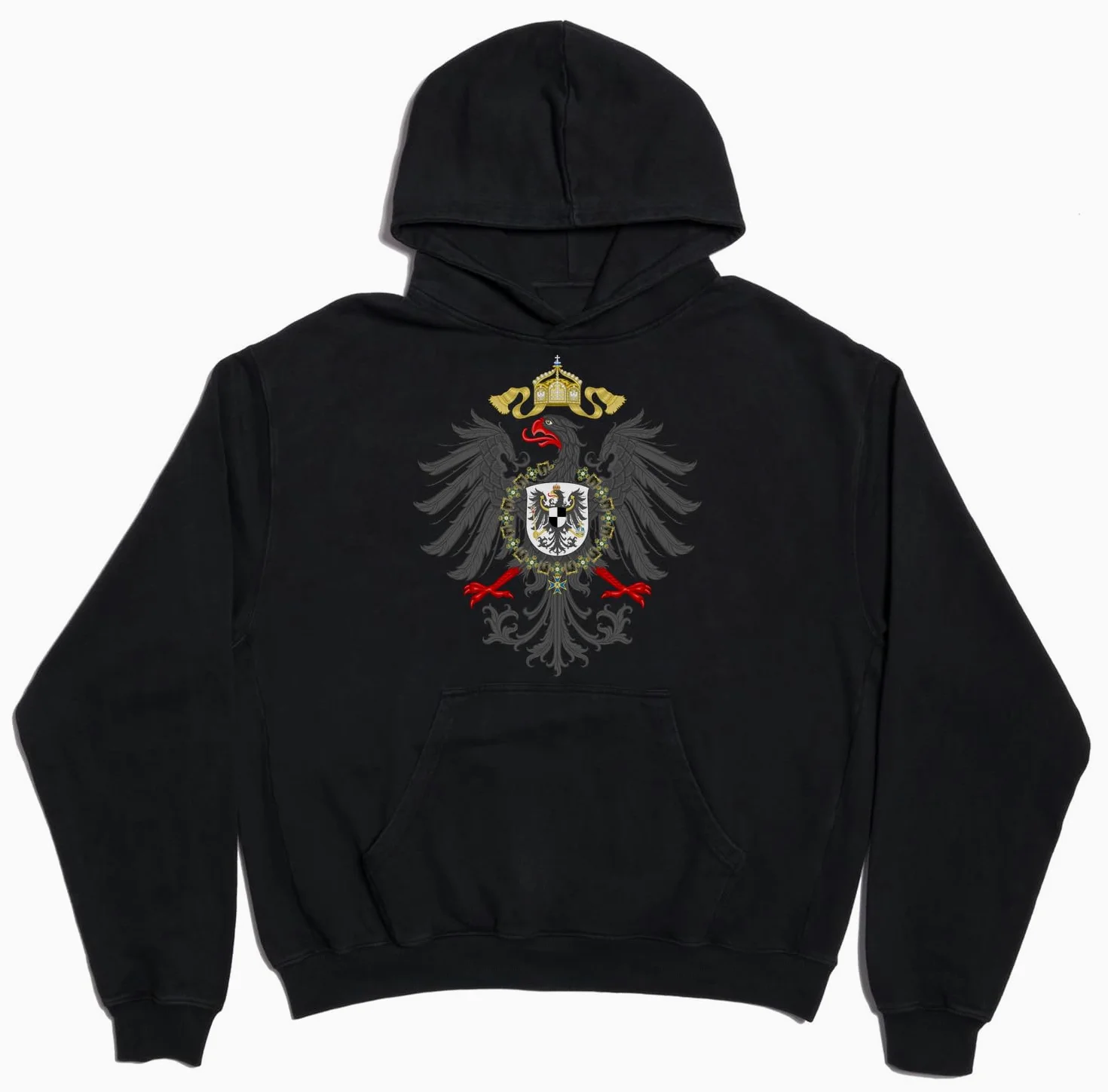 Niemcy herb unisex oversize ciężka mieszanka bawełny bluza z kapturem czarna