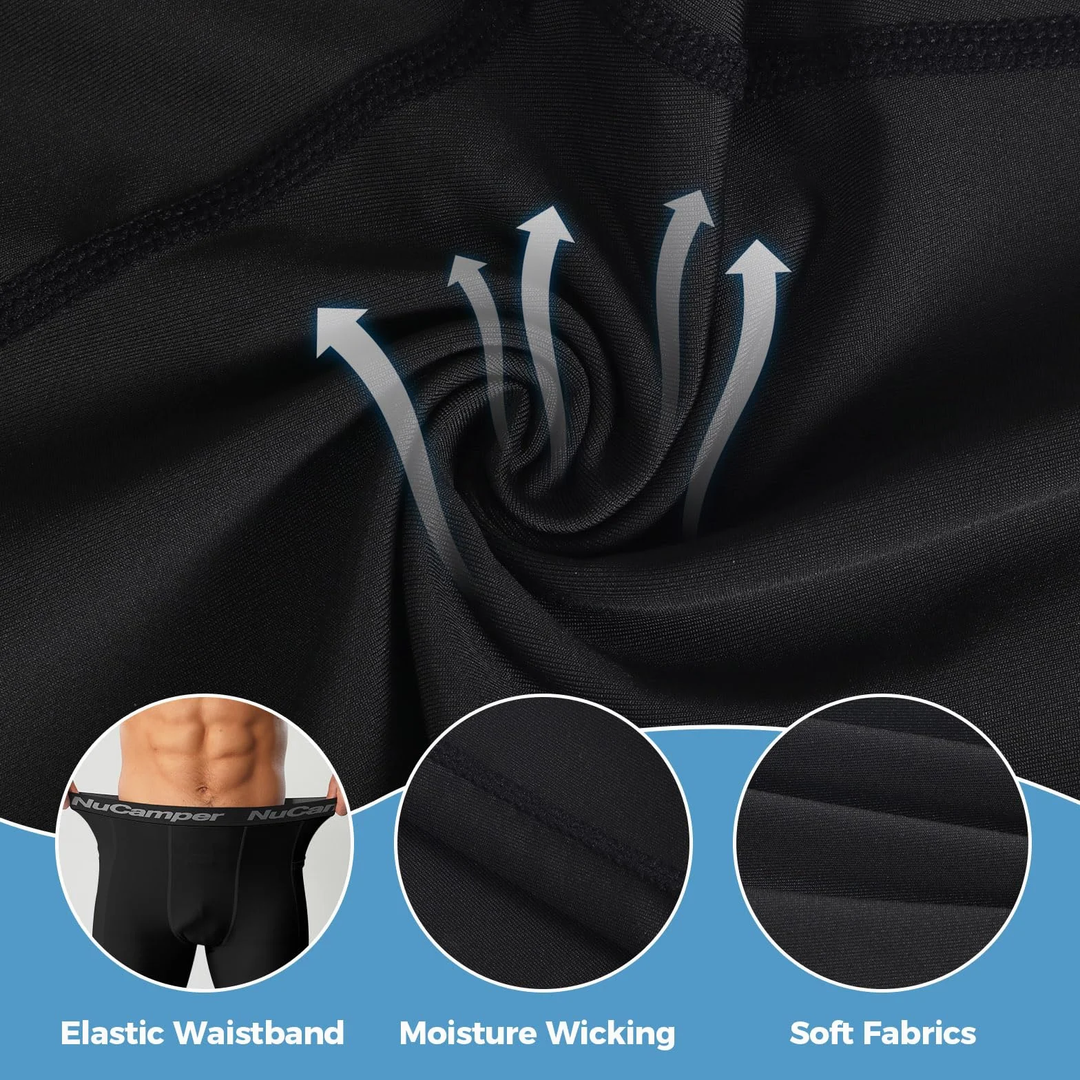 NuCamper Spodnie Kompresyjne Męskie z Kieszeniami, Sportowe Legginsy, Długie Spodnie do Biegania, Oddychające, Szybkoschnące, Warstwa Bazowa Spodnie do Biegania, Treningu, Sportu, Jogi, Koszykówki