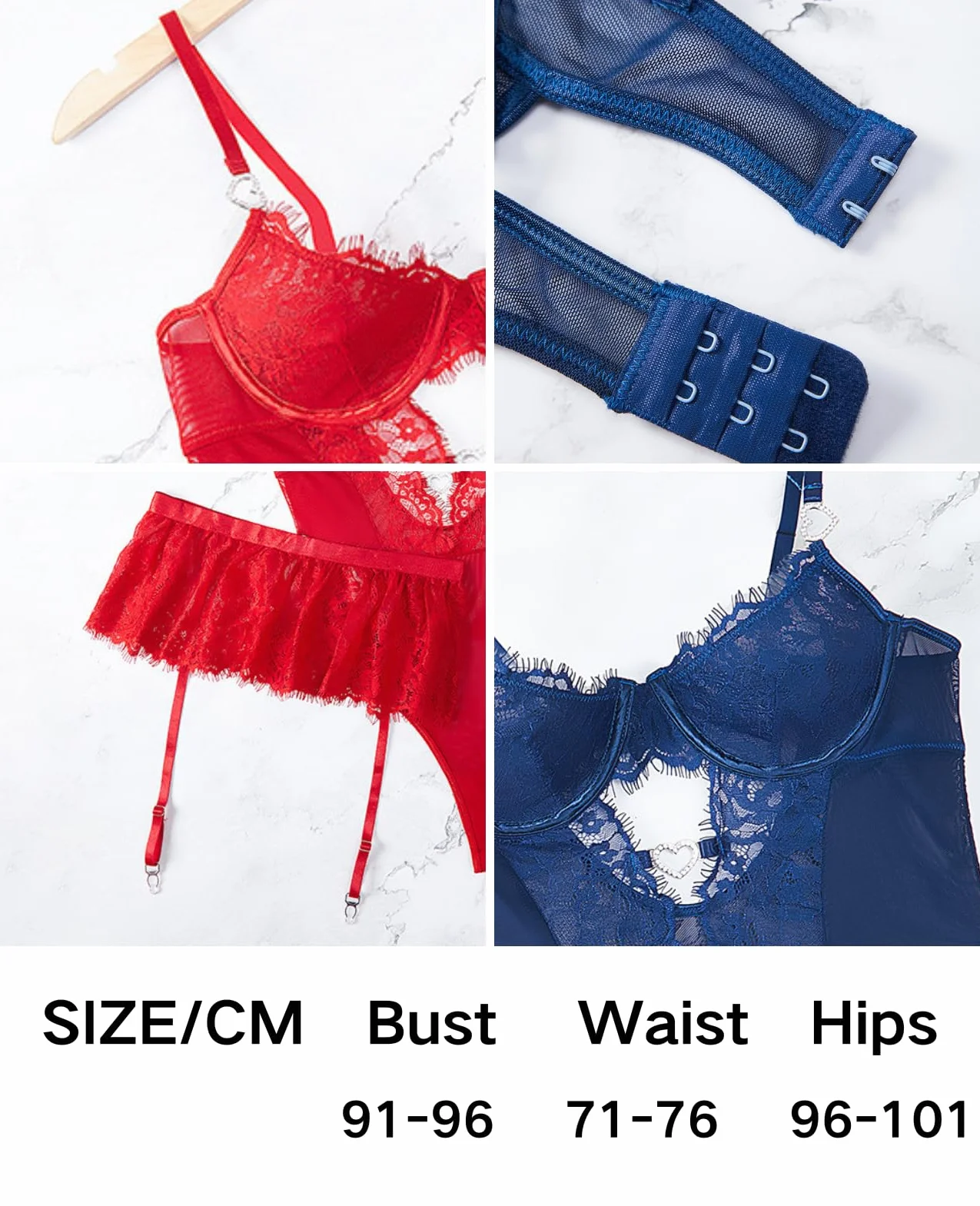 JFAN Zestaw bielizny damskiej koronkowej z mini sukienką i stringami