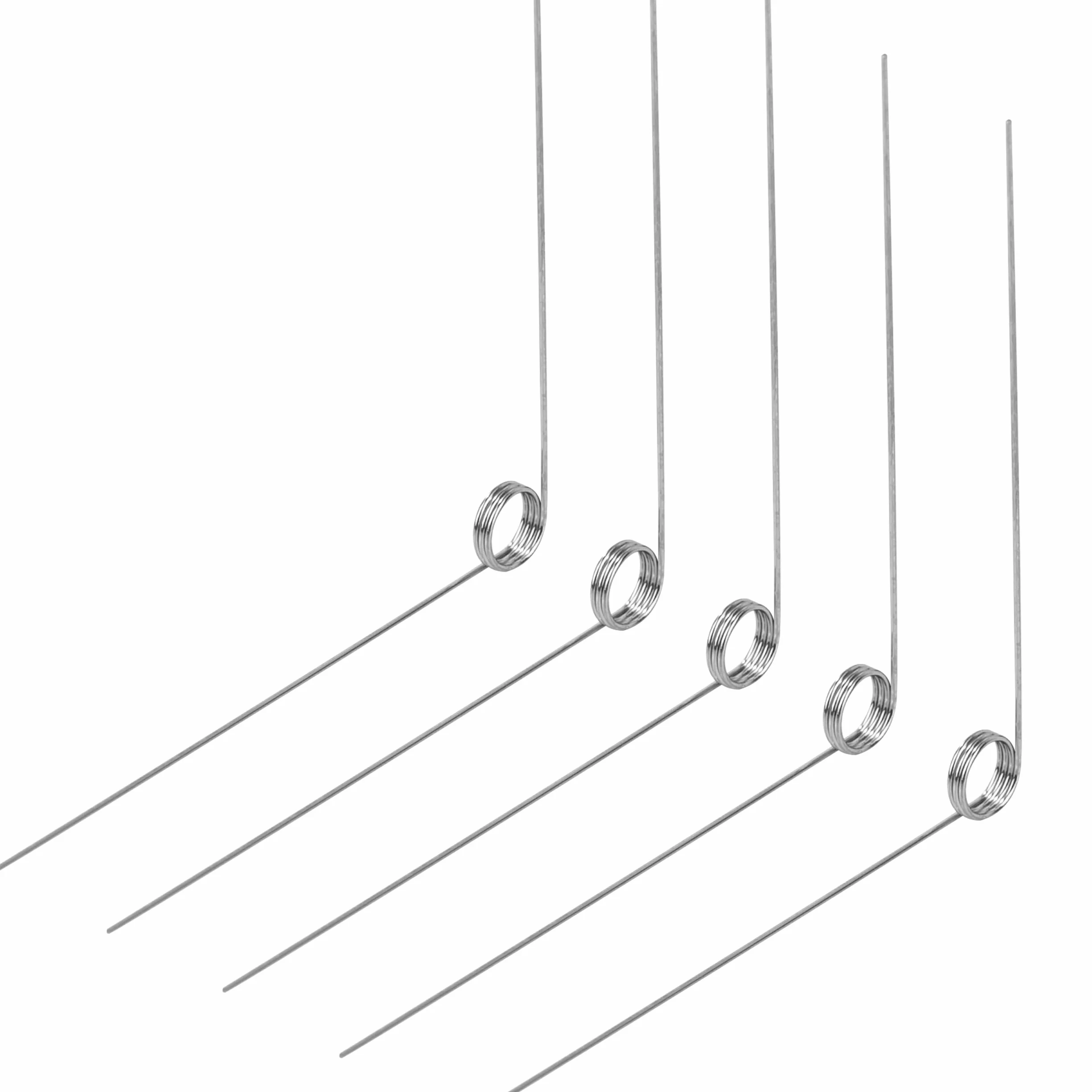 10 sztuk sprężyn skrętnych ze stali nierdzewnej, średnica drutu 0,4 mm, średnica wewnętrzna 3 mm, długość ramienia 30 mm, kąt 90°, 3 obroty proste 0,4x3x30 mm