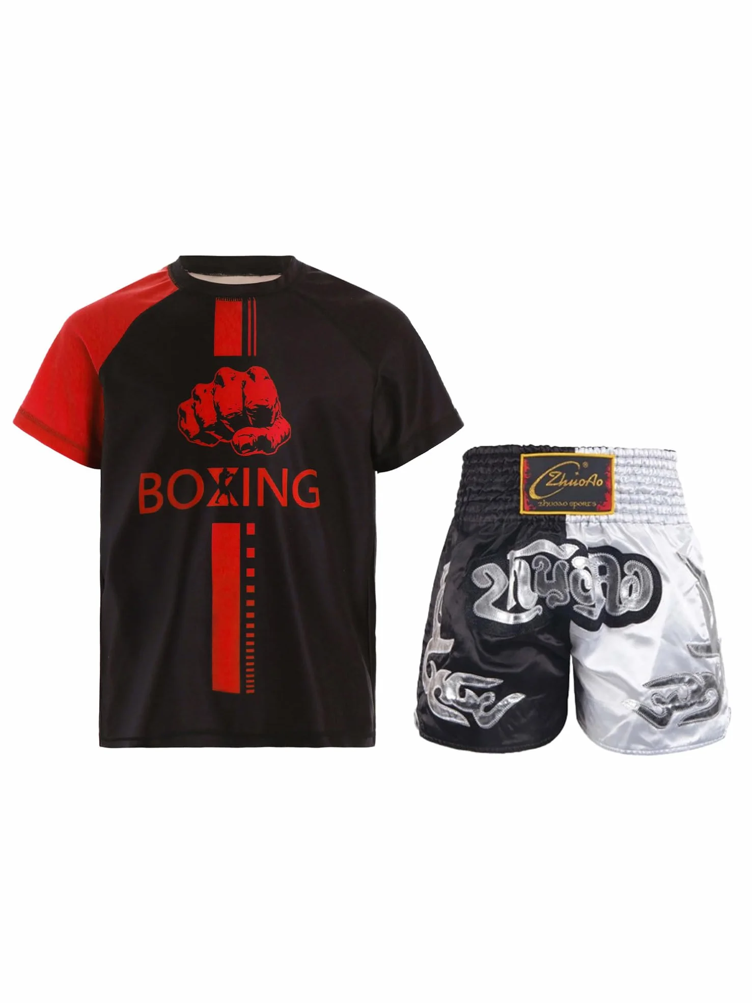 Dziecięcy dres treningowy Muay Thai Kickboxing, szorty i krótki rękaw, zestaw do fitnessu