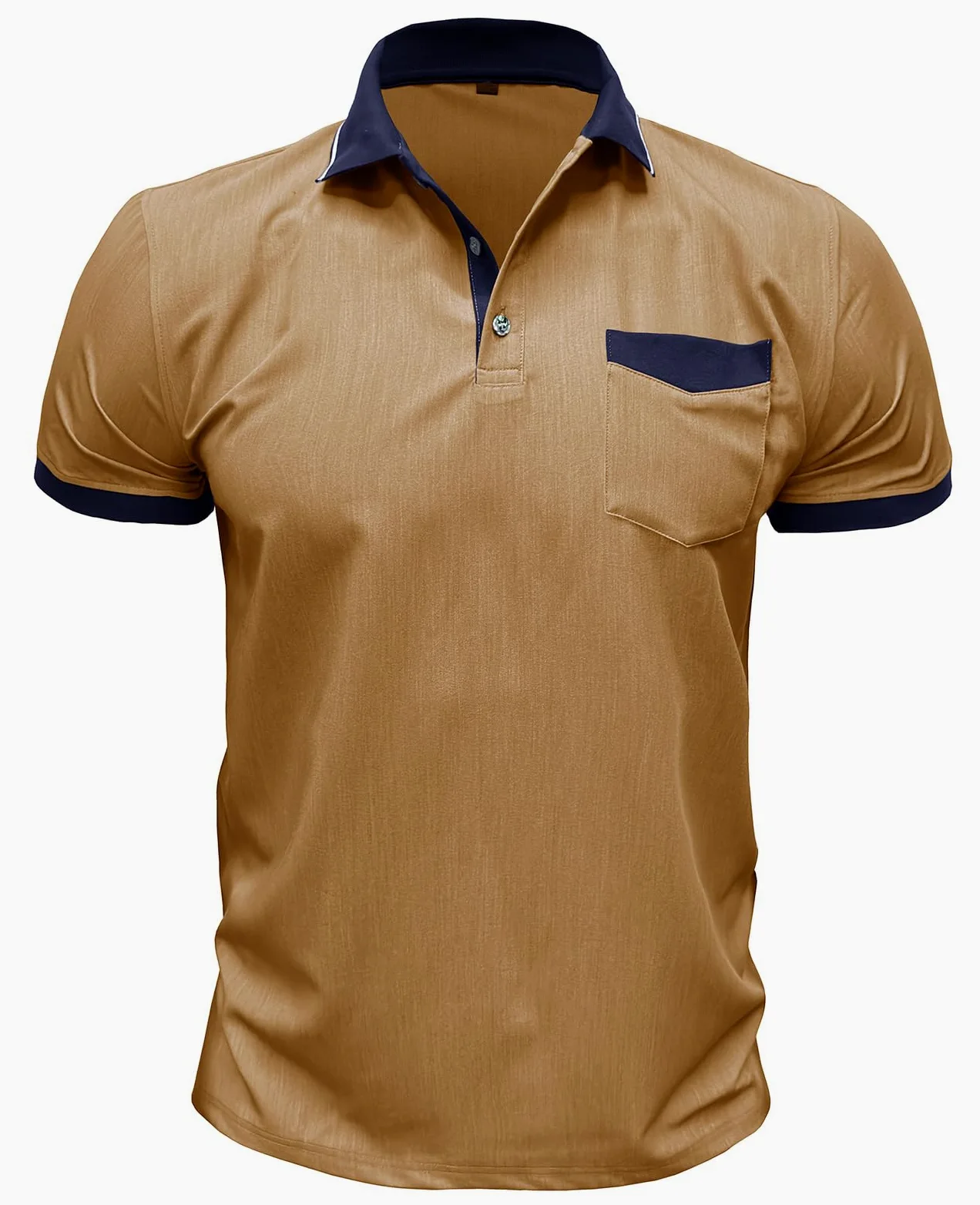 Suwangi Męska koszulka polo z krótkim rękawem, na czas wolny, na lato, kontrast modna, styl polo, klasyczny styl retro, z kieszenią