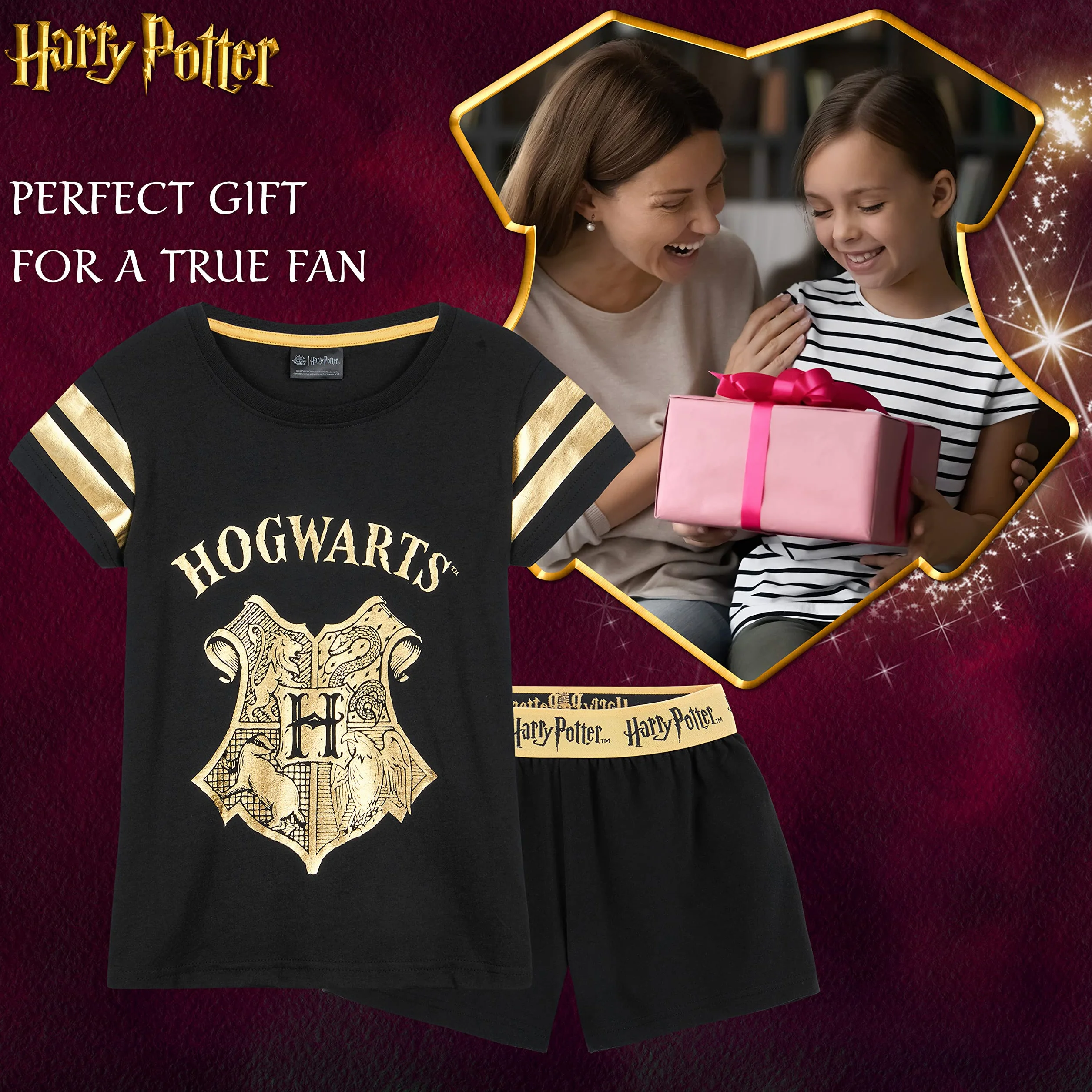Harry Potter Piżama dla Dziewcząt 2-częściowa Krótka Bielizna Nocna Miękka Oddychająca Wiek 7-14 Lat