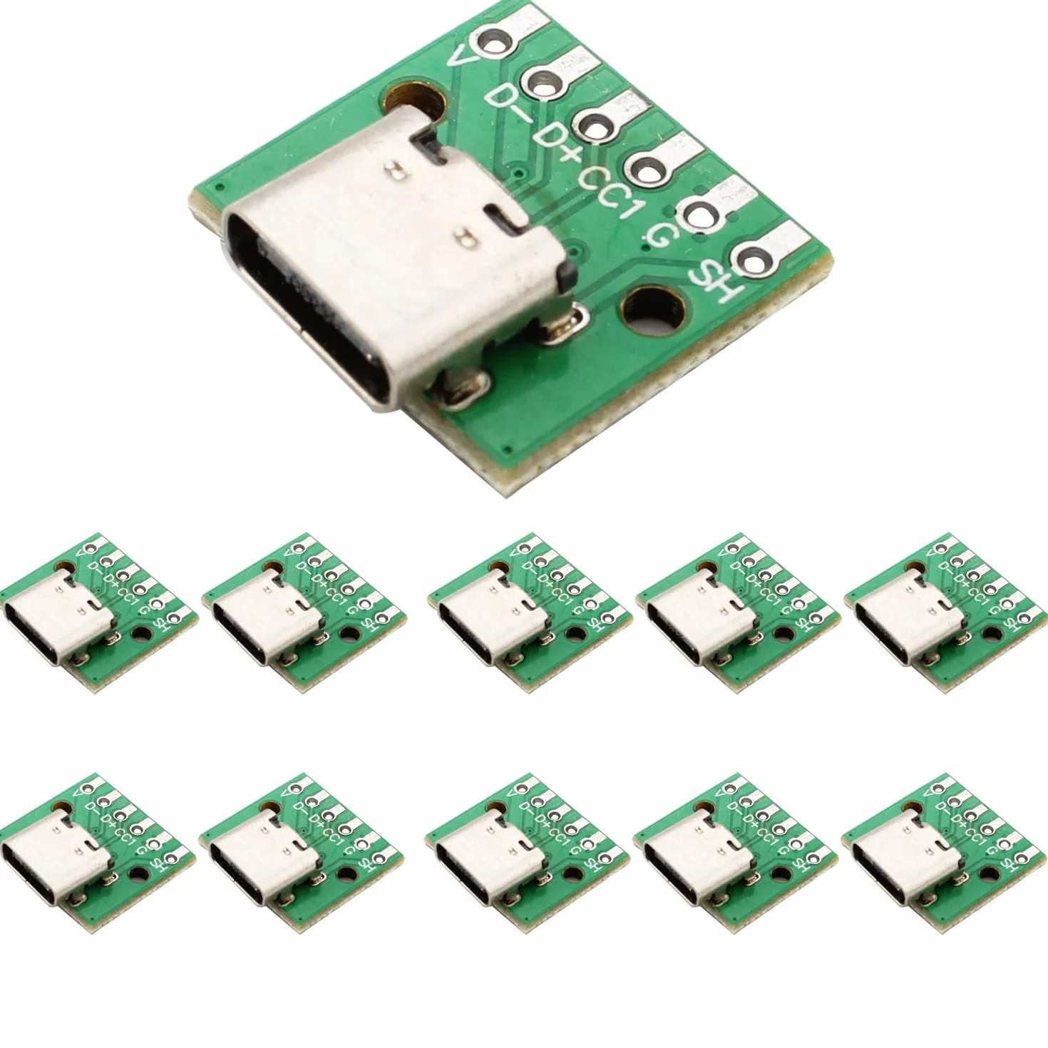 RUNCCI-YUN 10 sztuk adapter USB C na DIP PCB Breakout Board Testboard Tester Gniazdo lutownicze, 2,54 mm Pitch, 16 pinów 3.1 typ C na 6P DIY konwerter