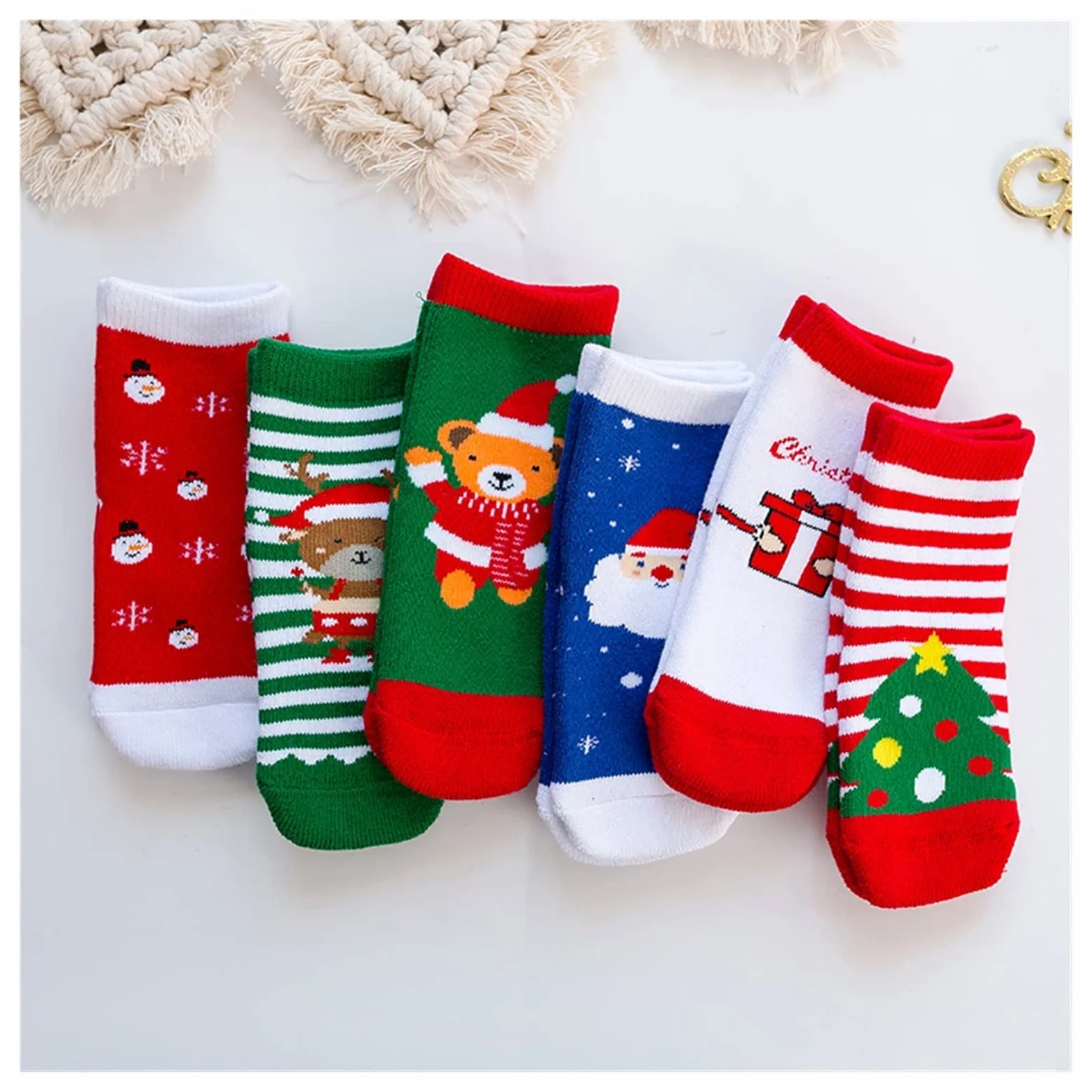 5 par Christmasinter Chłopcy Dziewczęta Skarpety zimowe Paski Utrzymuj Skarpety Podłogi (kolor: B Rozmiar: 1 do 3 lat) (Color : B, Size : 1-3 Years)