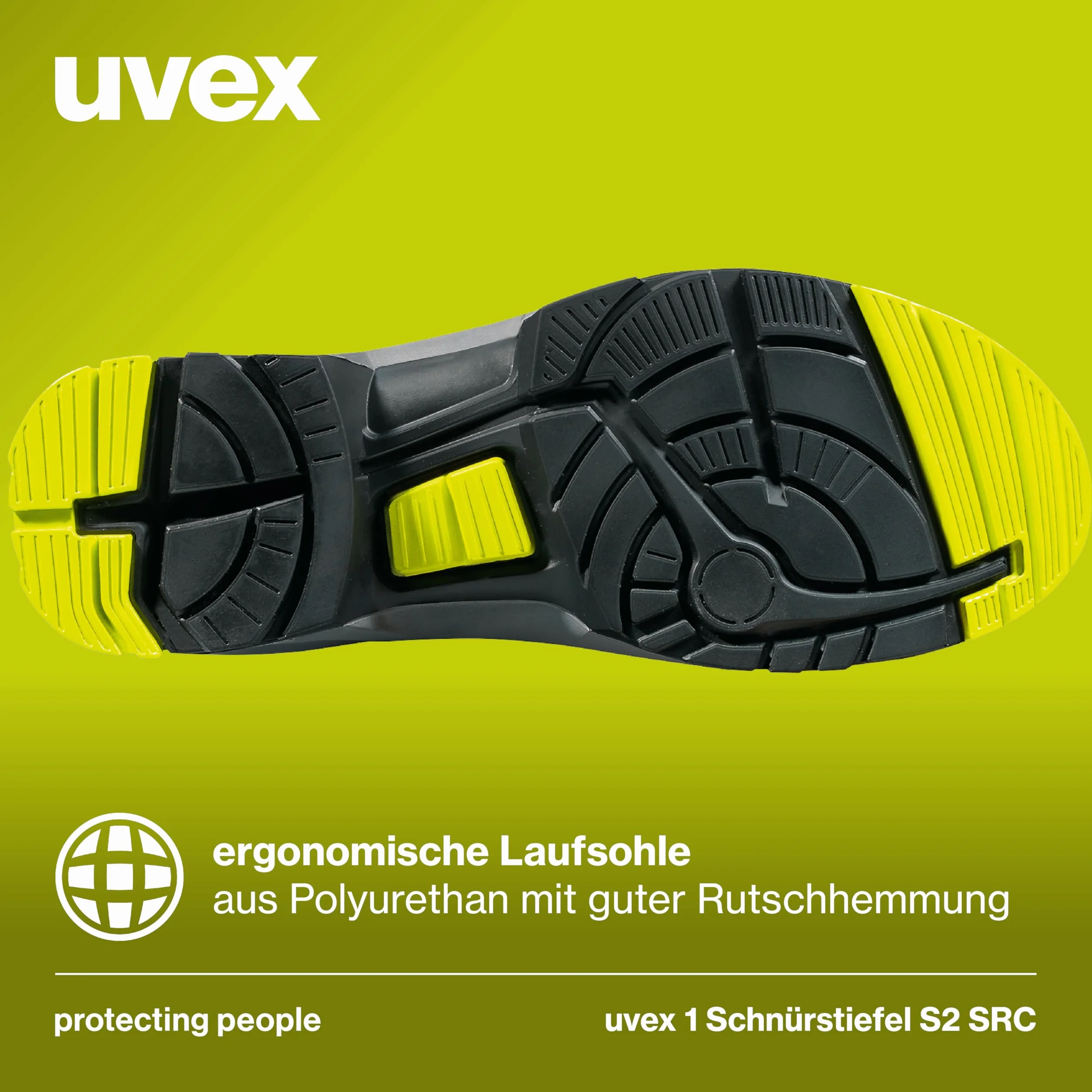 Uvex 1 x buty ochronne S2 czarno-?ó?te, buty robocze dla kobiet i m??czyzn, wodoodporne, oddychaj?ce, podeszwa ESD, rozmiar: 42