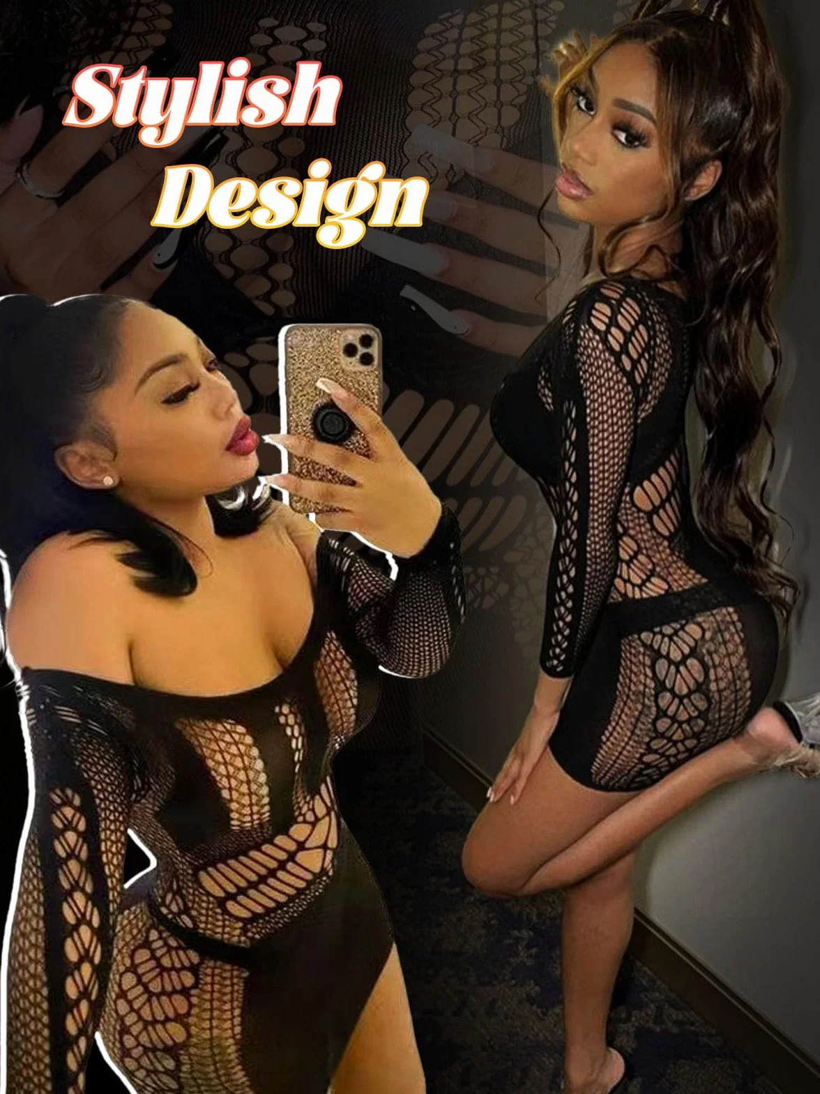 Buitifo Damska seksowna bielizna sukienka jednoczęściowa Babydoll Fishnet bielizna nocna