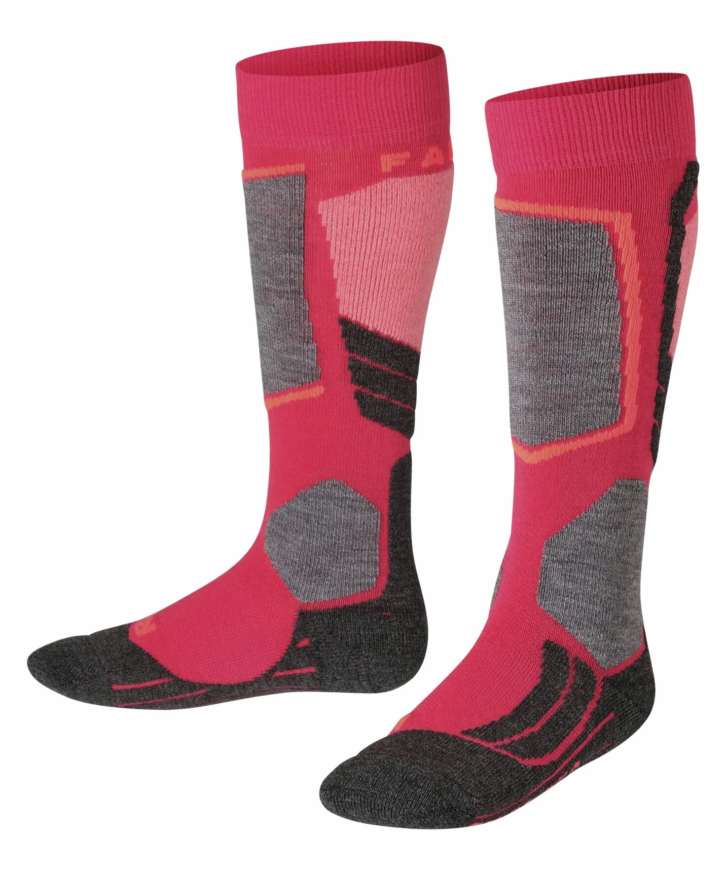 FALKE Uniseks - dzieci Skarpety narciarskie SK2 Intermediate K Kh Wełna ciepłe grube 1 Para, Czerwony Rose 8564, 35-38