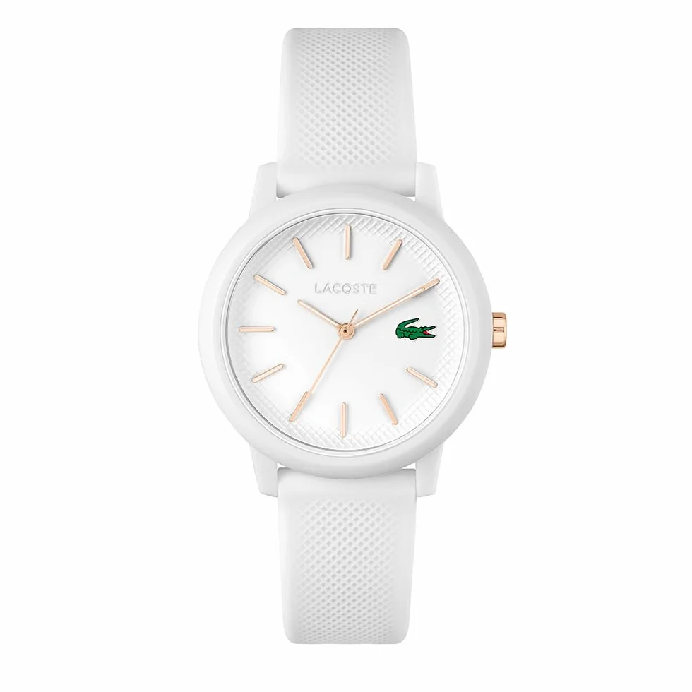 Lacoste Damski Analogowy Zegarek Kwarcowy z Silikonowym Paskiem 2001211, Biały
