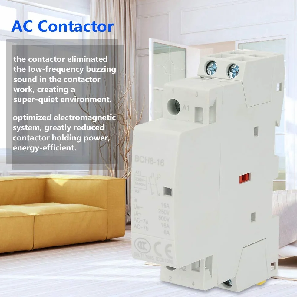 2P 16A 220V/230V HZ DIN Rail Stycznik domowy AC uniwersalny, normalnie otwarty uchwyt na szynę DIN