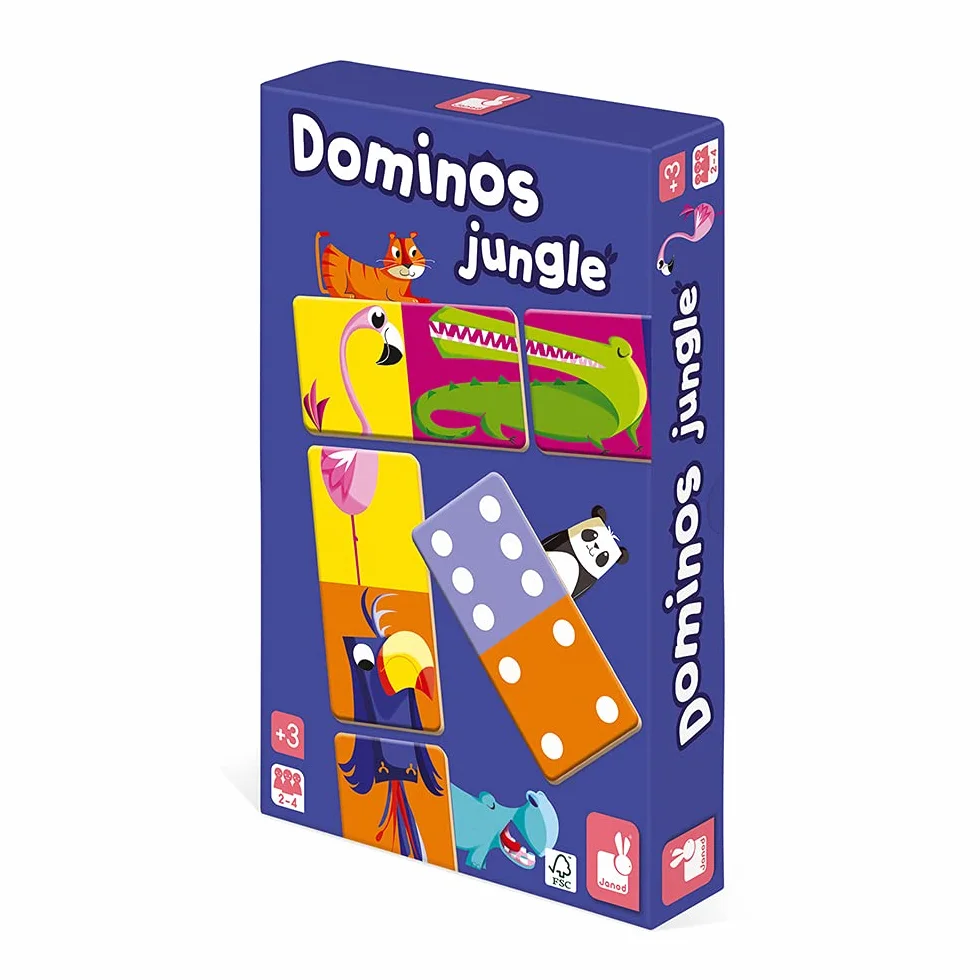 Janod - Jungle Dominoes Game - Childrens Board Game - FSC - Ages 3 and up - J02771