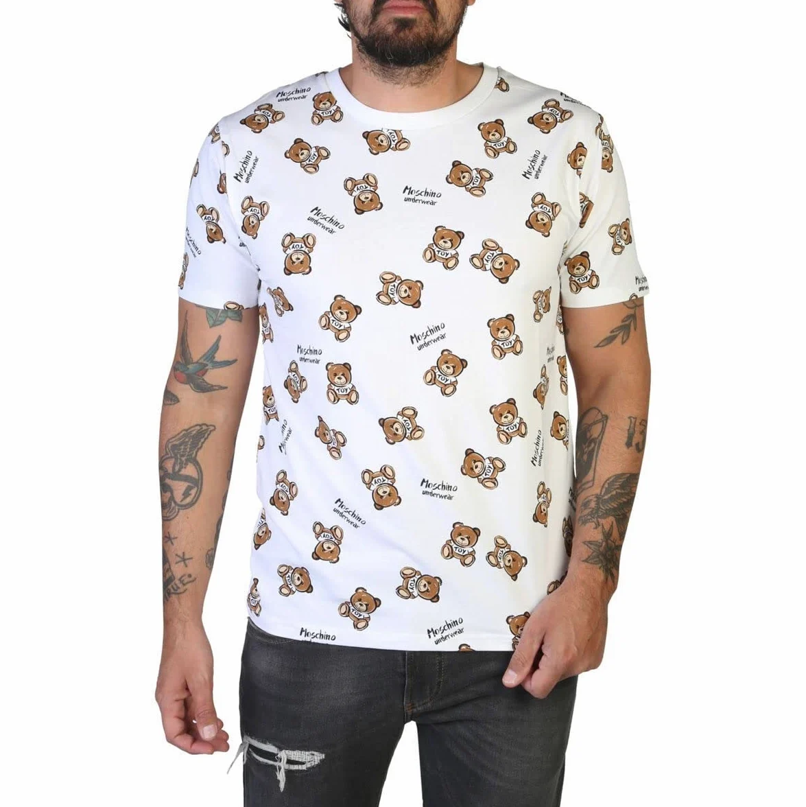 T shirt uomo Moschino logo bear bianco ES23MO17 V1A0702 4417
