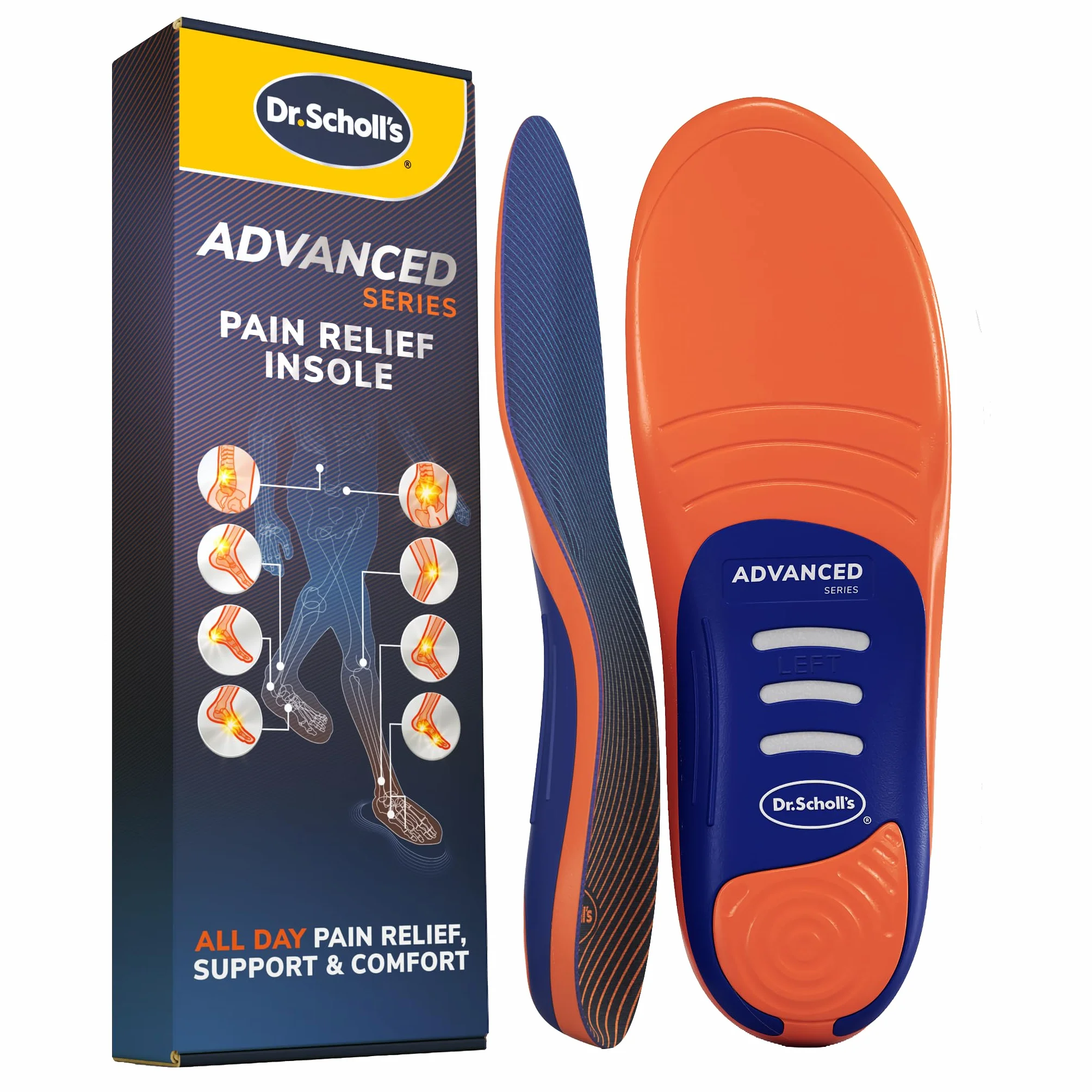 Dr. Scholl's Zaawansowane wkładki ortopedyczne przeciwbólowe do butów roboczych, wsparcie łuku, amortyzujące wstrząsy