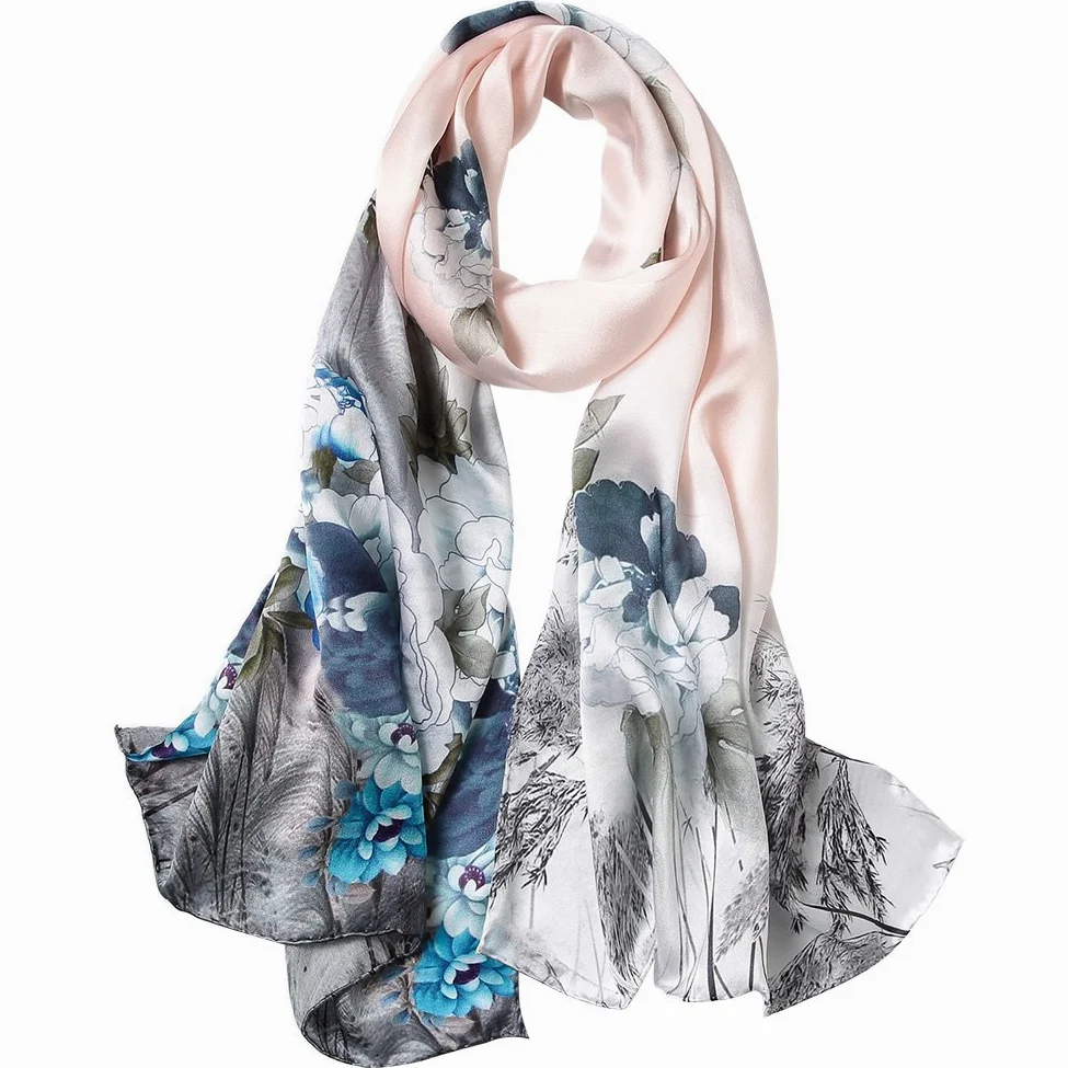 Jedwabny szal damski 100% jedwab 53x170 cm Pashmina apaszka