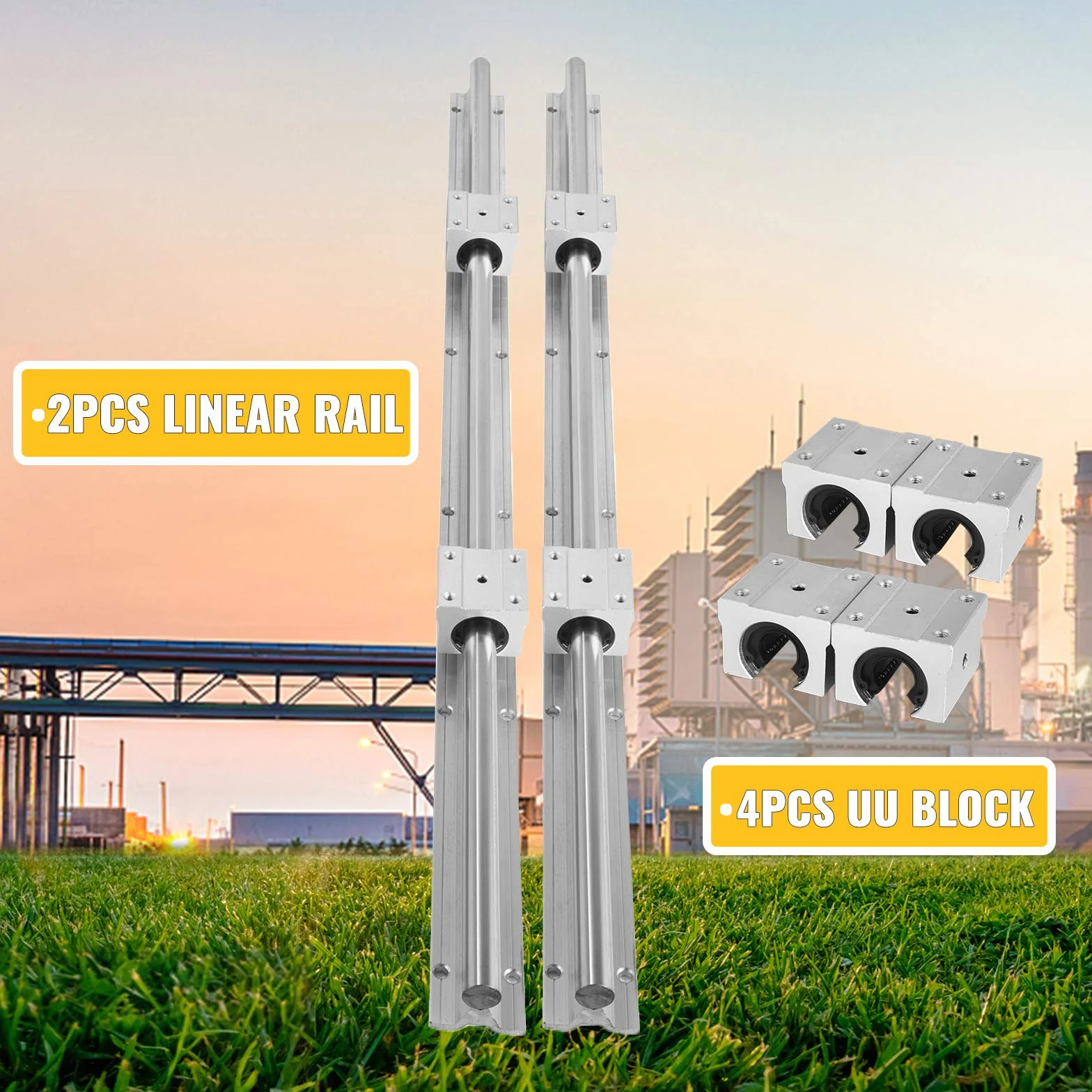 VEVOR prowadnica liniowa, SBR16 1000 mm zestaw ślizgowych łożysk liniowych, 2 szt. prowadnicy liniowej SBR16 prowadnice liniowe i 4 wózki SBR16UU, zestaw szyn prowadnic do frezarek CNC, tokarek itd.