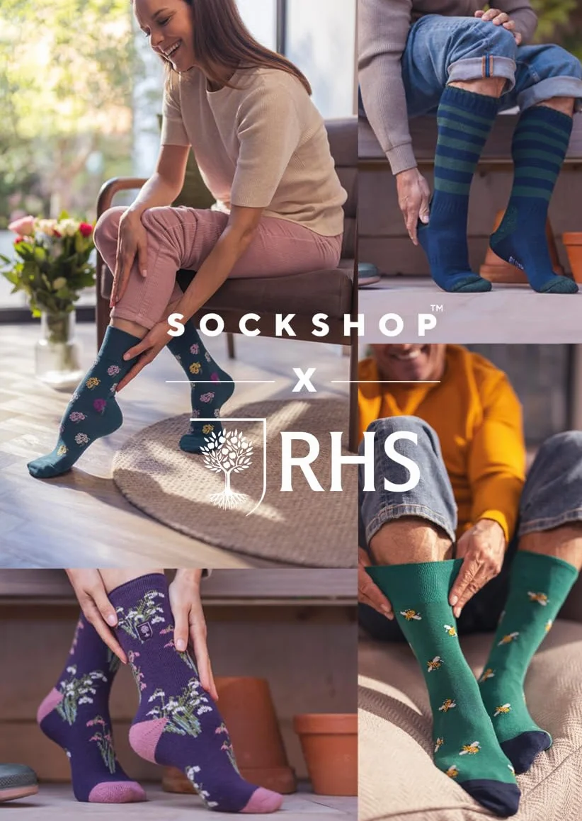 SockShop RHS Królewskie Towarzystwo Ogrodnicze Damskie Skarpetki - RHS x Delikatny Wzór Uchwytu, Bawełniane Skarpety, Prezent dla ogrodników, Rozmiar 37-42 3 pary