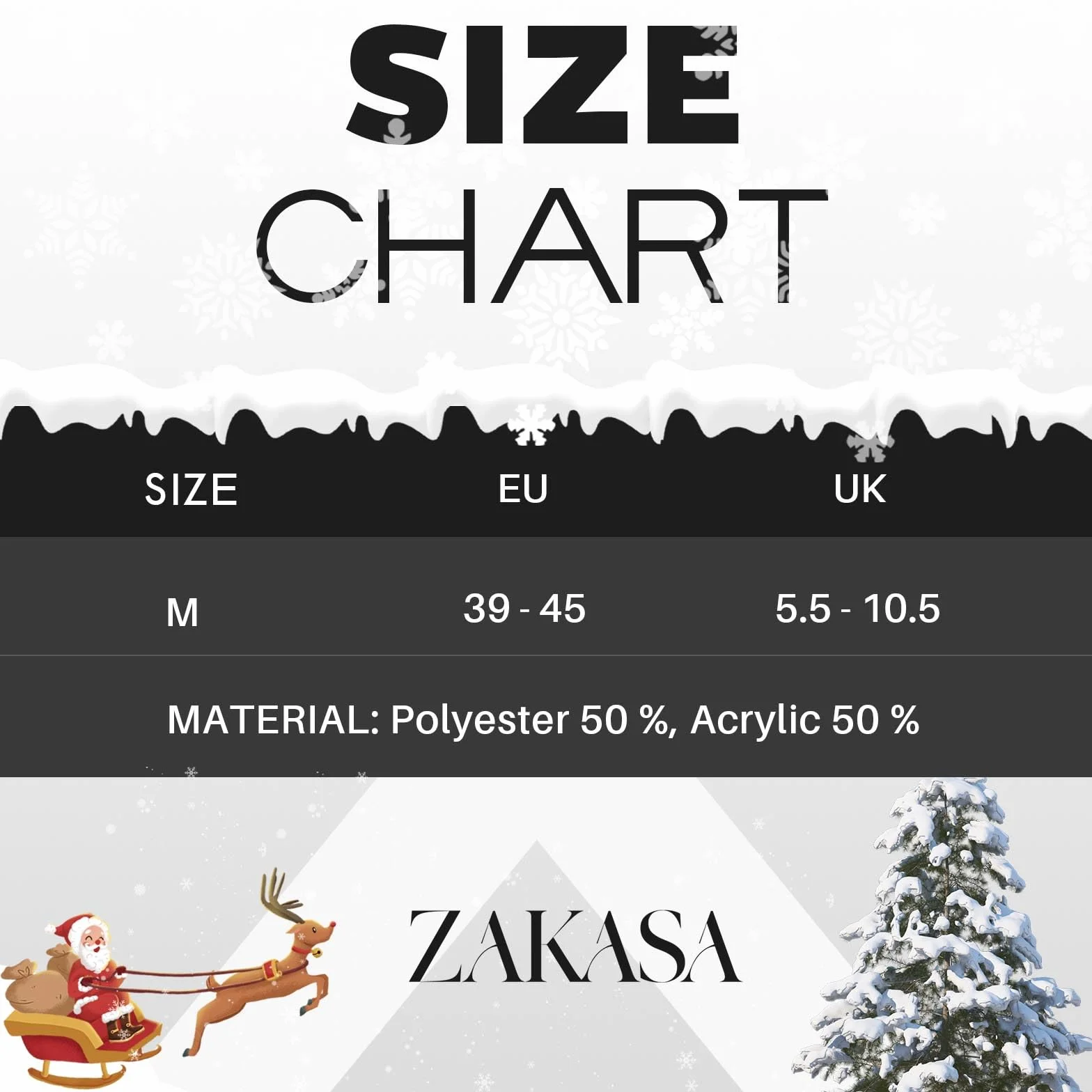 ZAKASA Ciepłe Skarpety Męskie: Grube, Nieślizgowe Skarpety Zimowe, Dziane, Z Polarową Podszewką, Antypoślizgowe na Boże Narodzenie, 1 Para