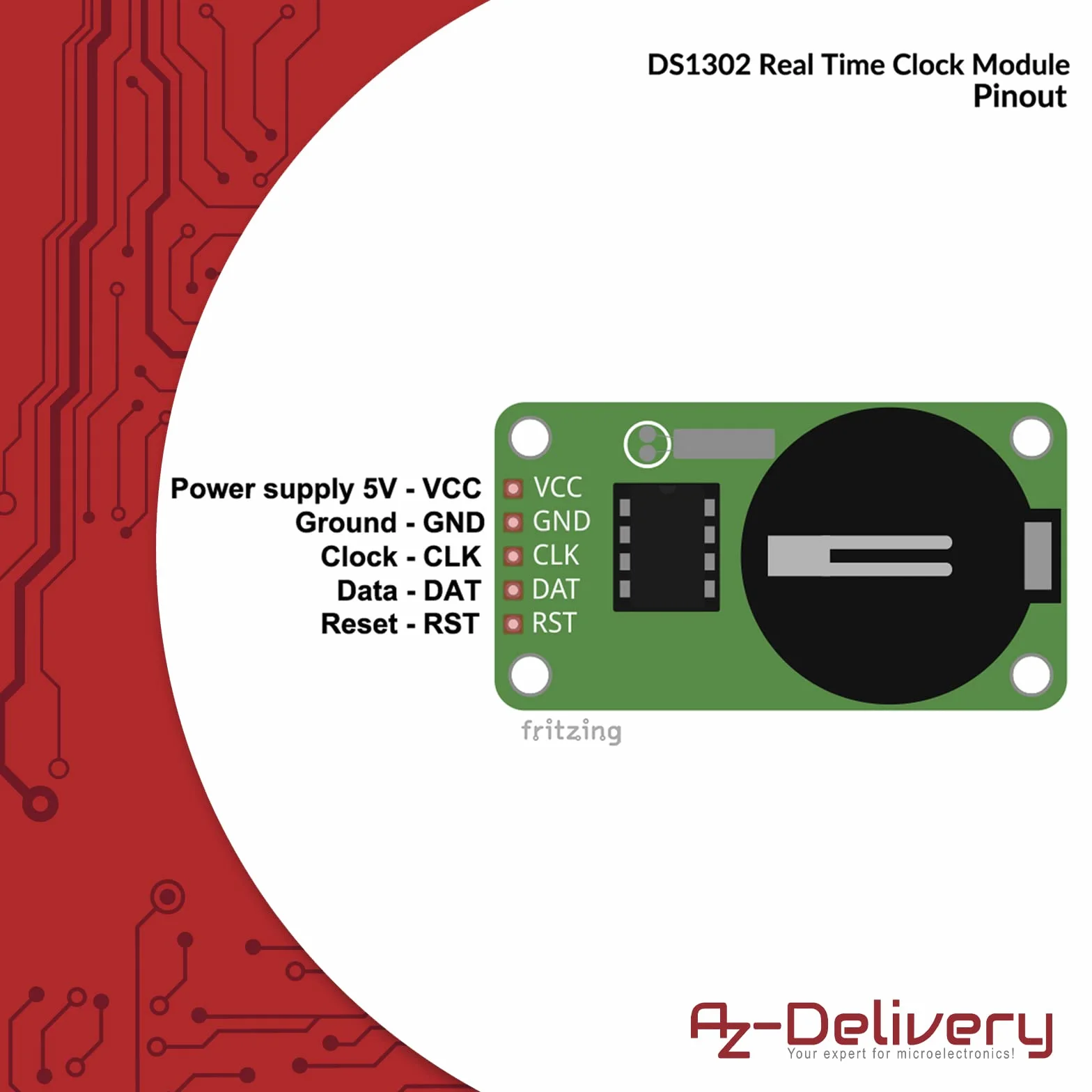 AZDelivery 5 x DS1302 Szeregowy zegar czasu rzeczywistego RTC Moduł zegara czasu rzeczywistego kompatybilny z Arduino i Raspberry Pi w tym E-Book