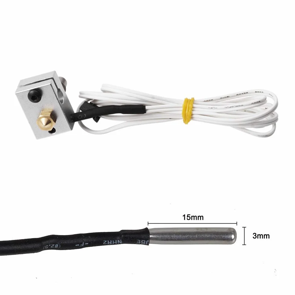 DollaTek 5 szt. 1 m czujnik temperatury termistora HT-NTC100K 350℃ wysoka temperatura do drukarki 3D