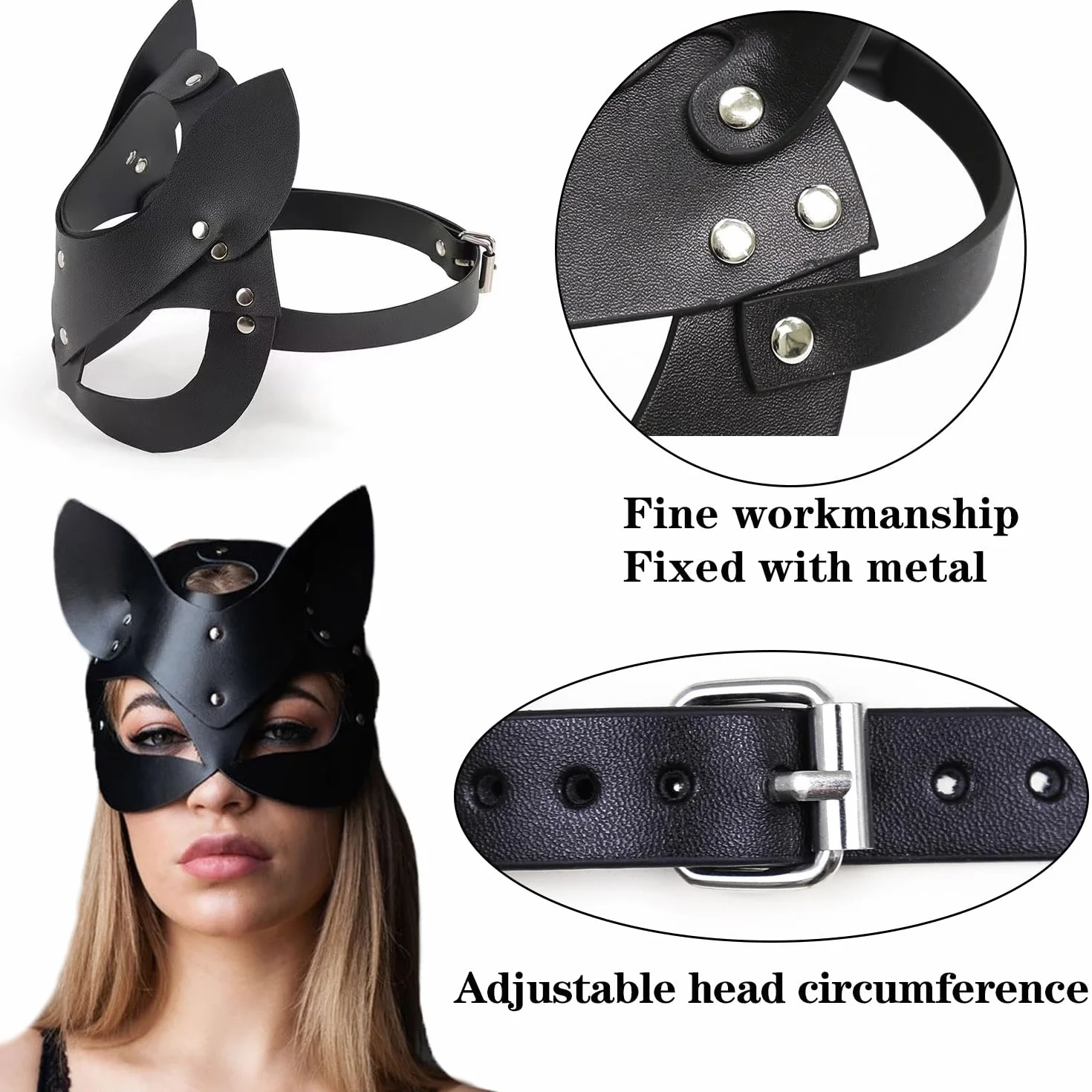 Catwoman maska dla kobiet, maska z kotem na pół twarzy, skóra kota, czarna skóra kota, maska Cosplay na Halloween, maskaradę, karnawał